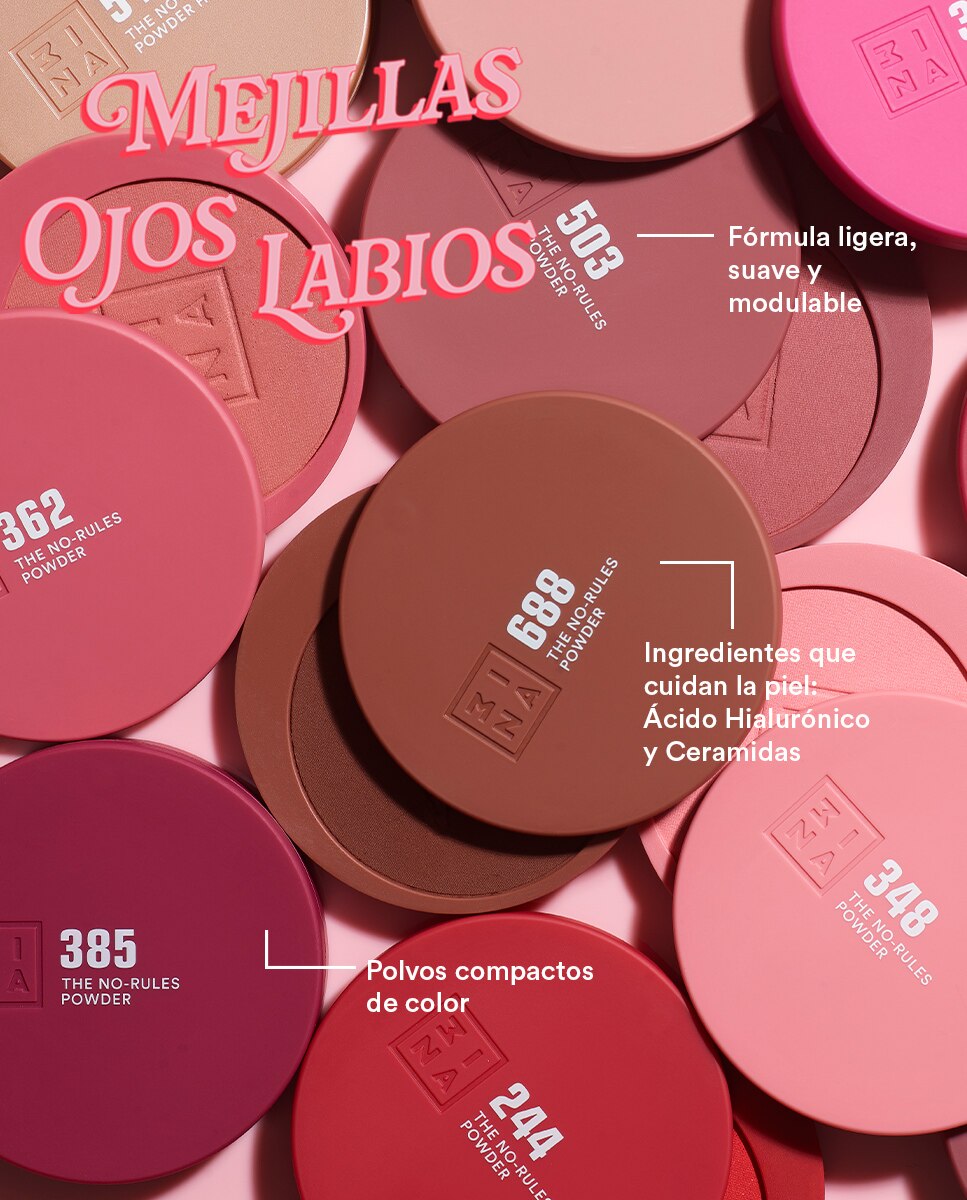 Polvo compacto de color 3 en 1 para ojos, labios y mejillas The No-Rules Powder 3INA - 504 504-4