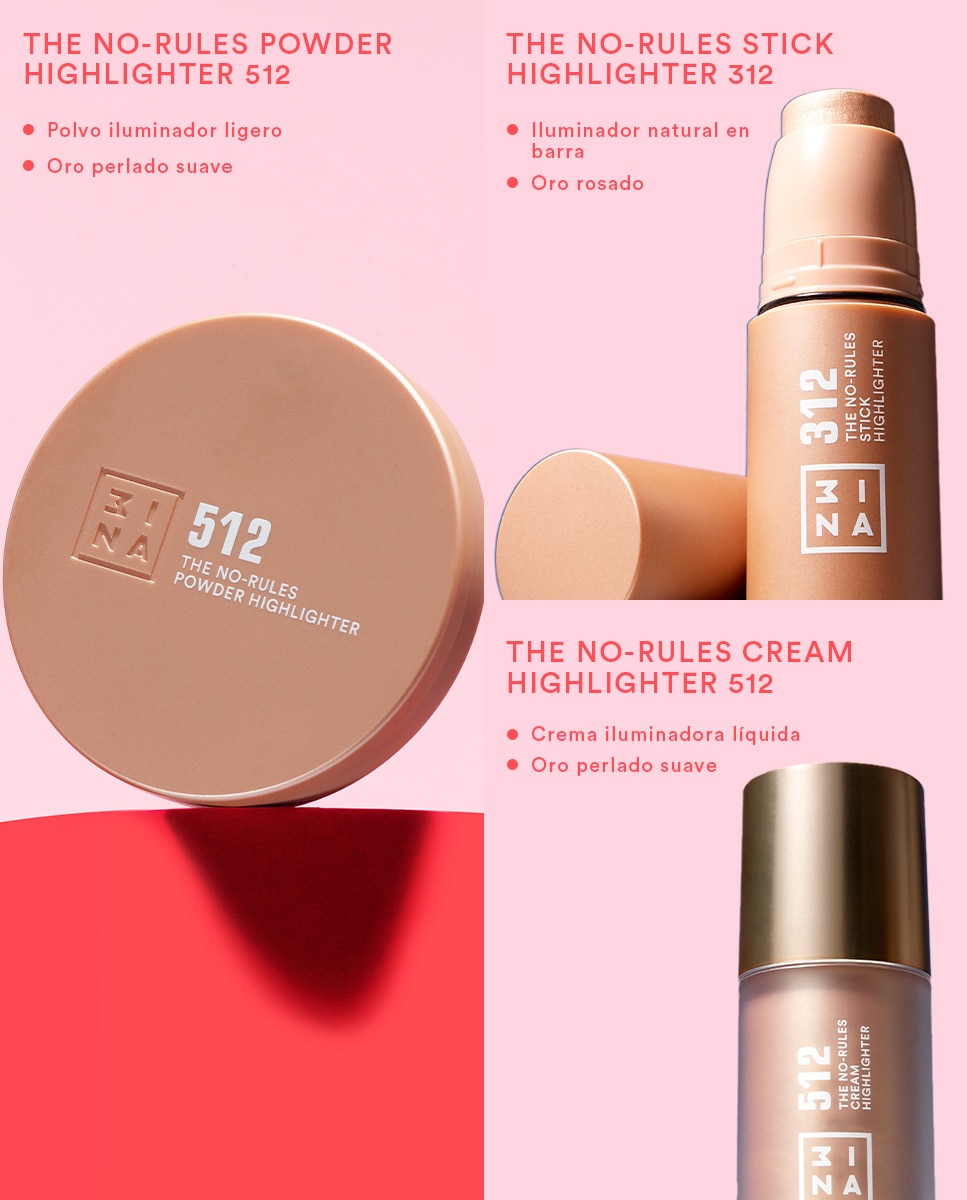 Polvo iluminador 3 en 1 para ojos, labios y mejillas The No-Rules Powder Highlighter 3INA - 512 512-4