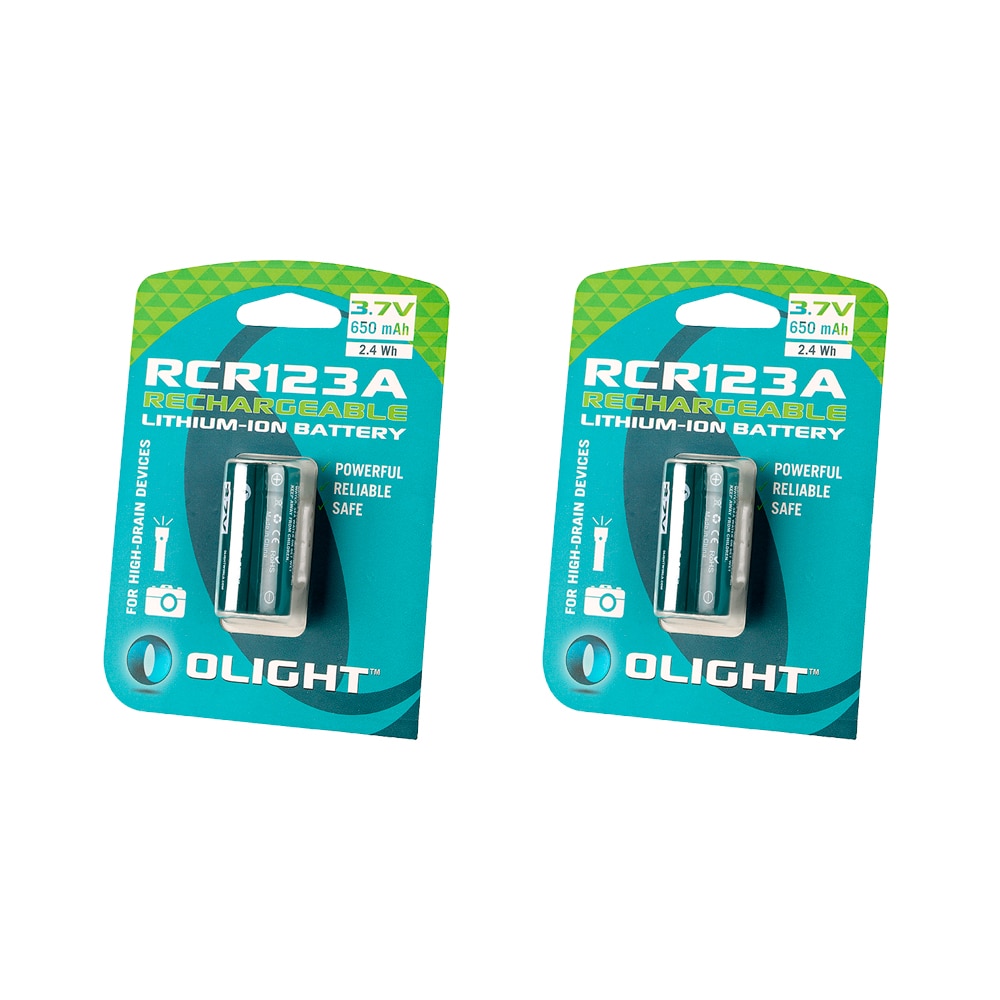 Olight - Pack 2 pilas recargable RCR123 3,7 V 650 mAh Olight.