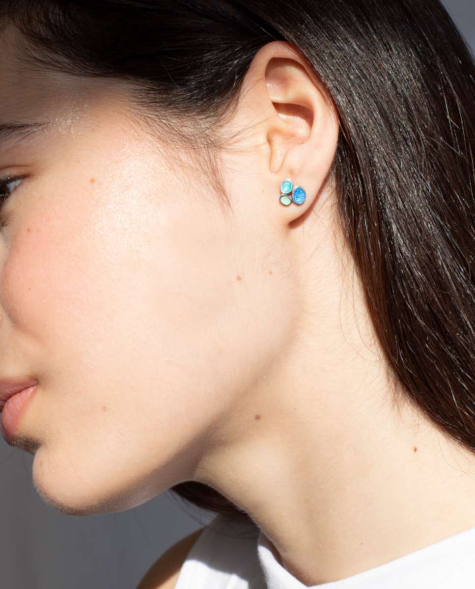 Pendientes pequeños plateados gaudí jewelry fruits - Joidart - Azul Azul-2