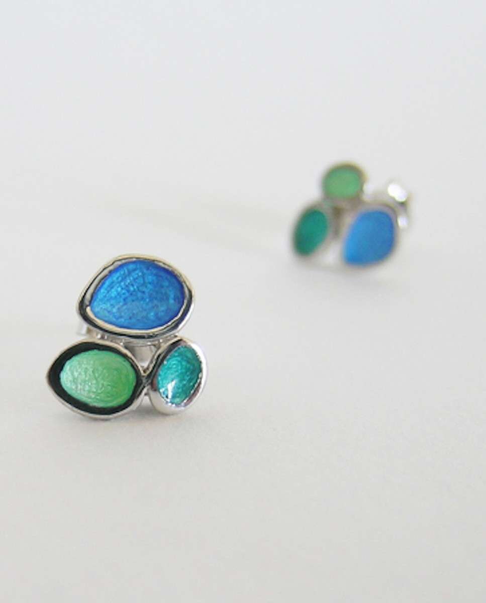 Pendientes pequeños plateados gaudí jewelry fruits - Joidart - Azul Azul-3