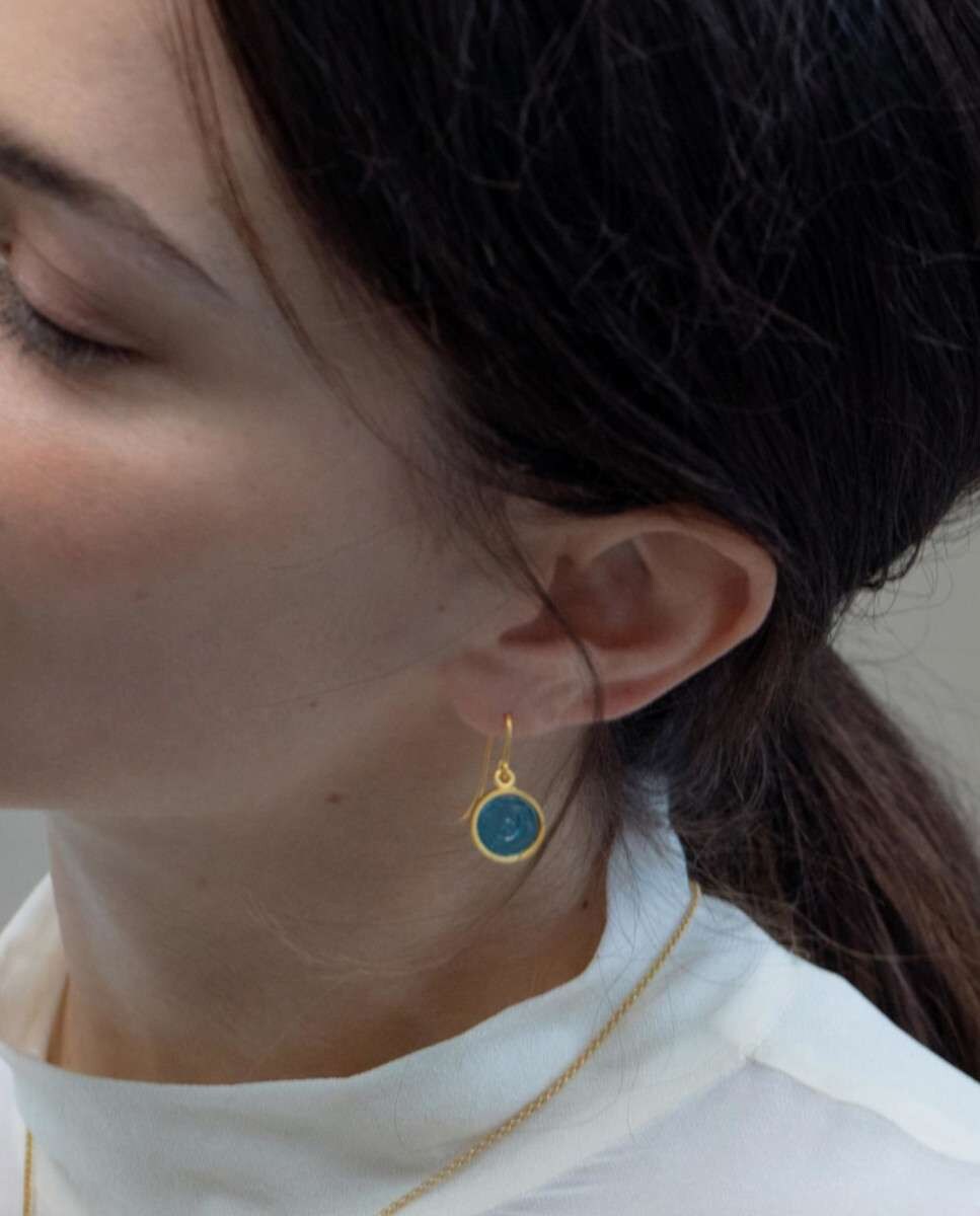 Pendientes dorados Gaudí Jewelry Casa Batlló azul Azul-2