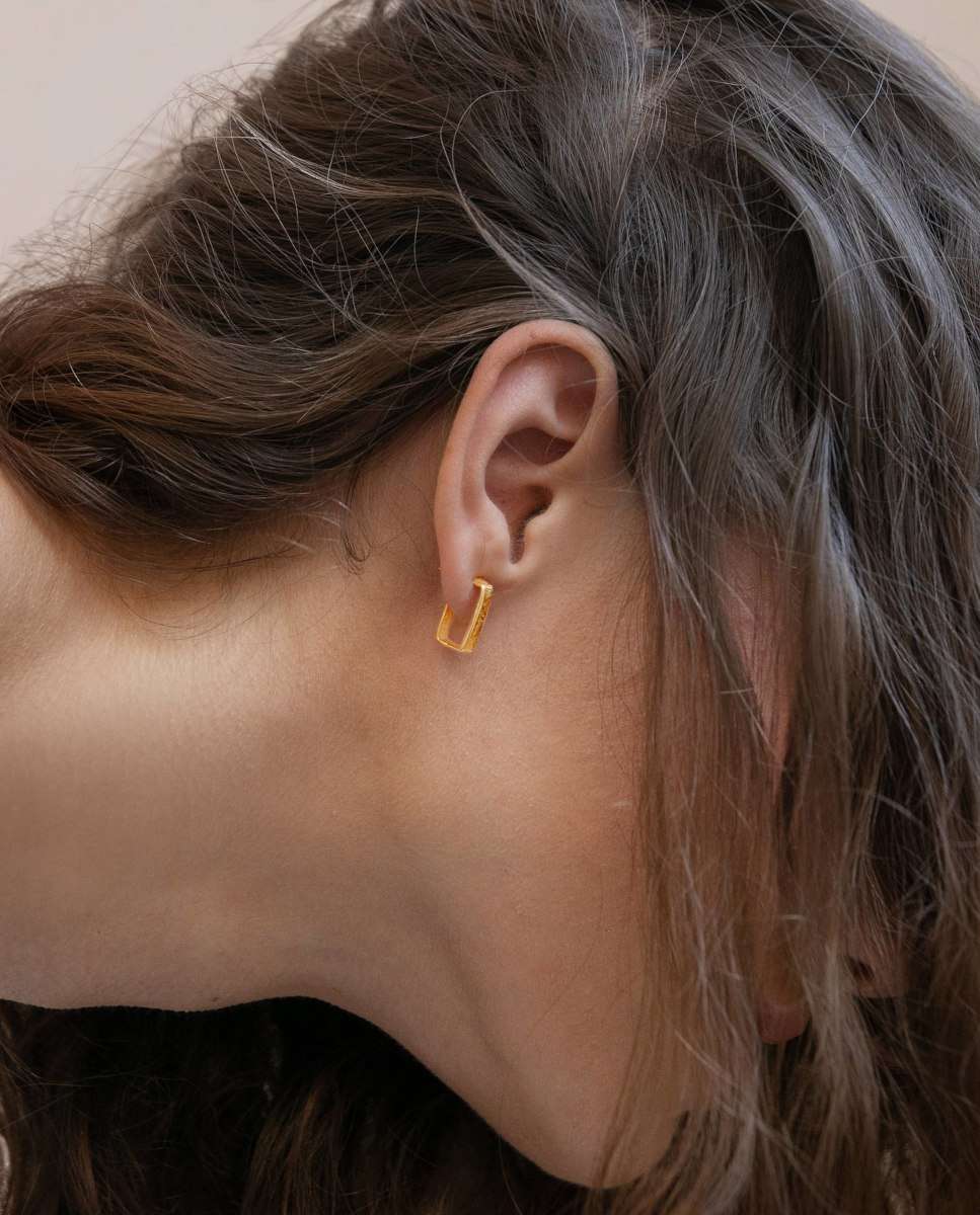 Pendientes de aro rectangulares pequeños lignis estrechos - Joidart - Dorado Dorado-2