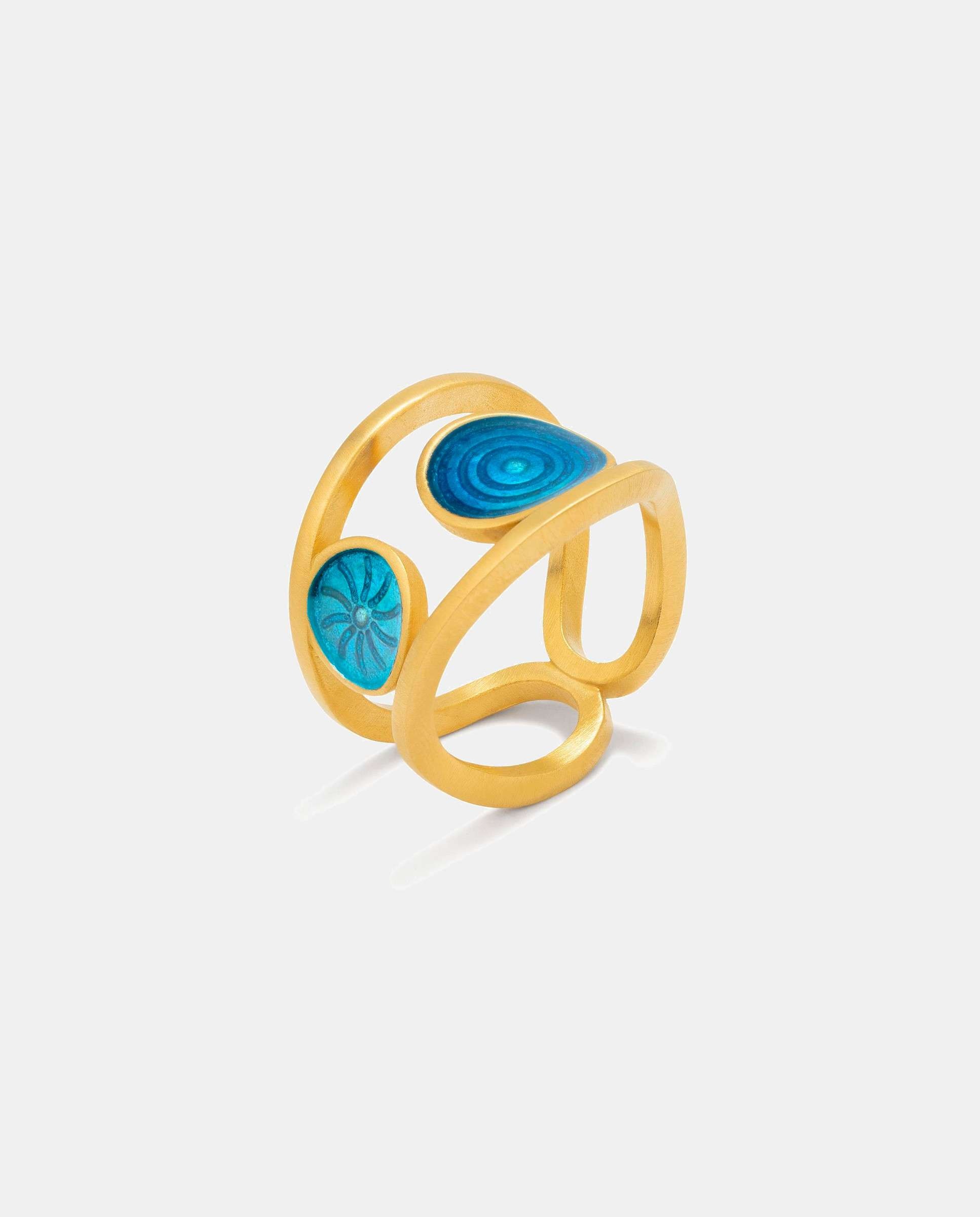 Anillo dorado gaudí jewelry cibas - Joidart - Azul Azul-1
