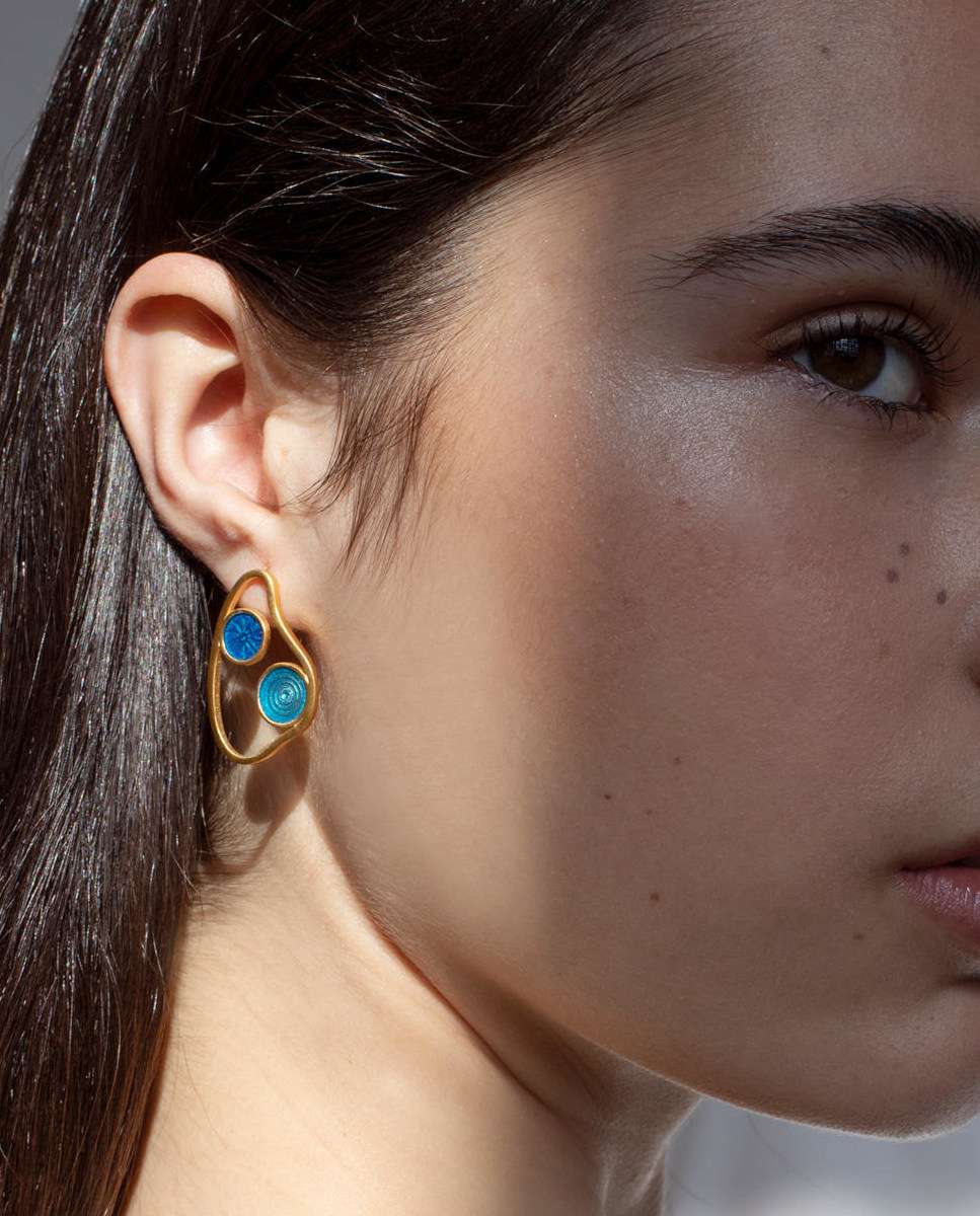 Pendientes dorados gaudí jewelry cibas - Joidart - Azul Azul-2