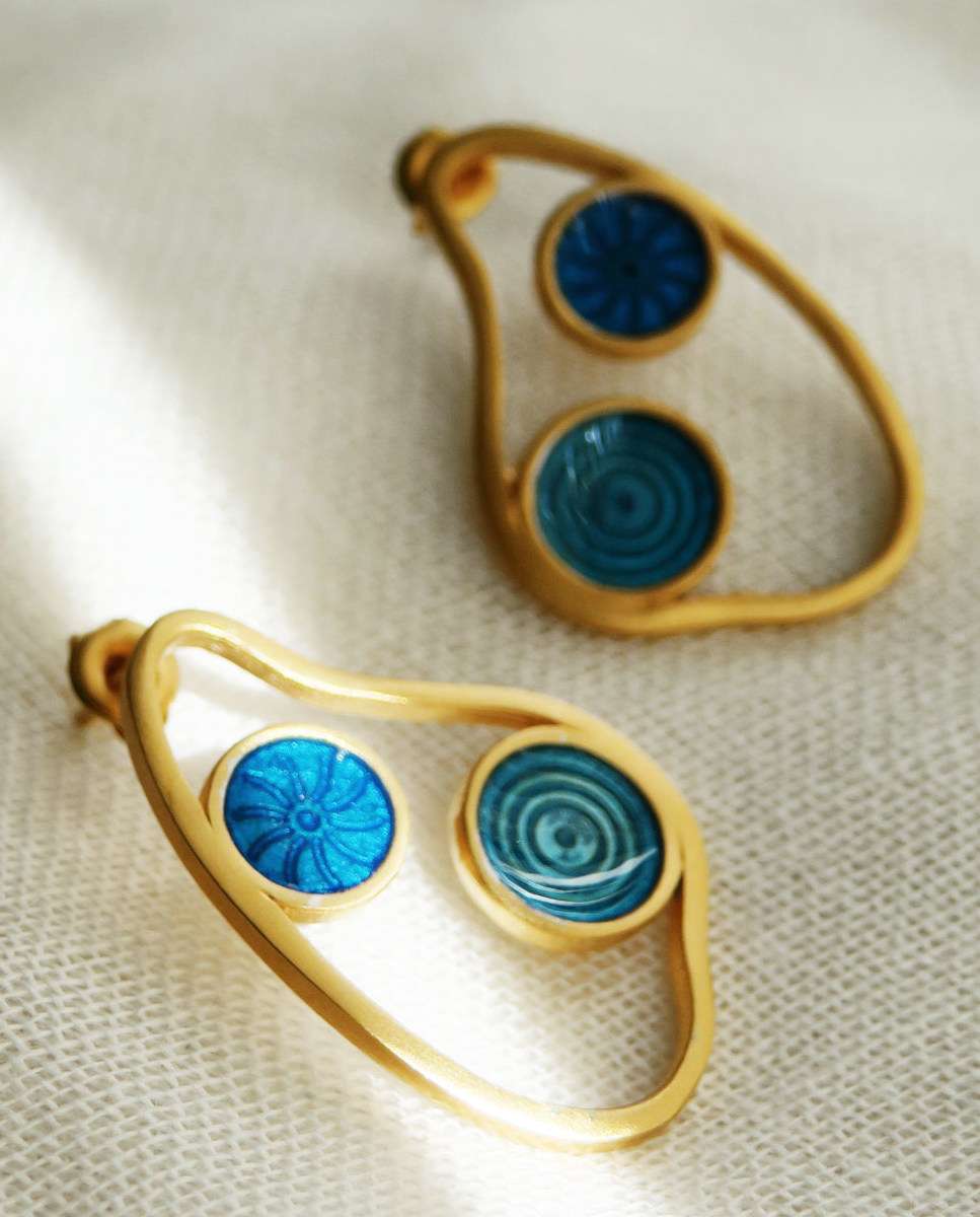 Pendientes dorados gaudí jewelry cibas - Joidart - Azul Azul-3
