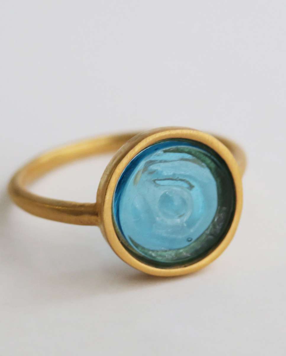 Anillo dorado gaudí jewelry casa batlló - Joidart - Azul Azul-3