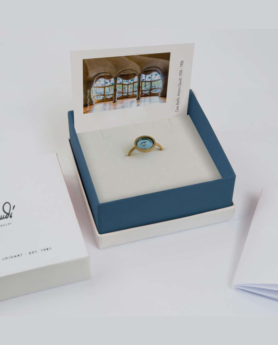 Anillo dorado gaudí jewelry casa batlló - Joidart - Azul Azul-4