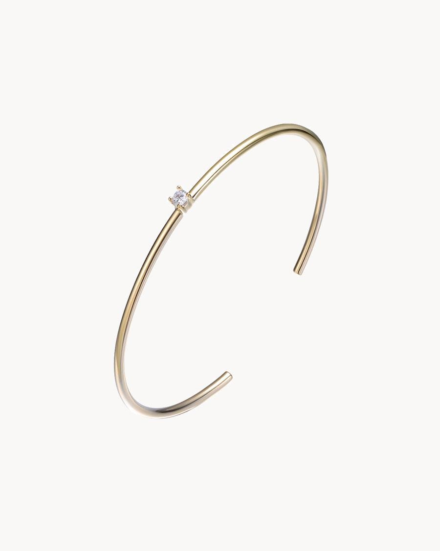 Imagen 0 de Pulsera dorada con pedrería blanca Blanco