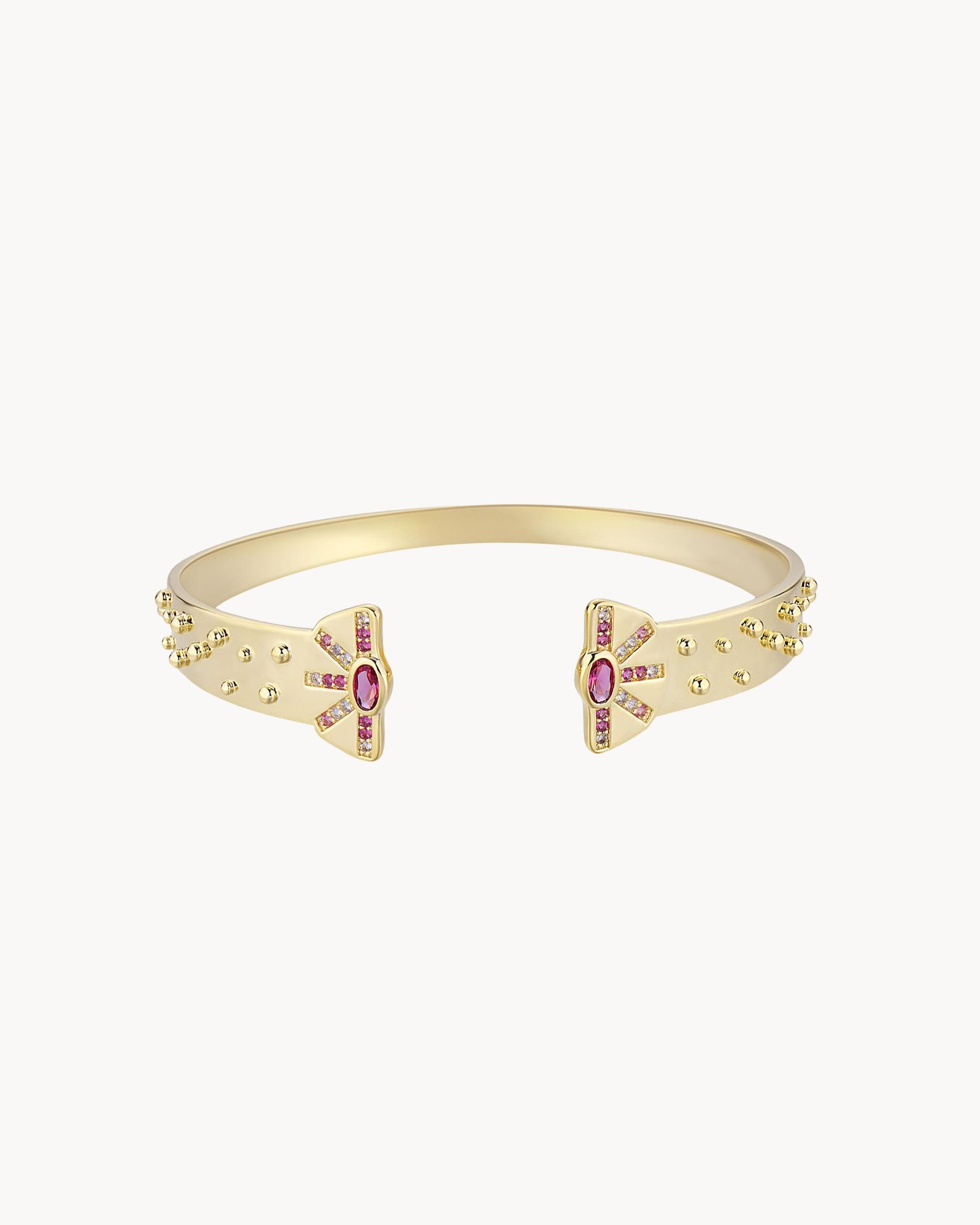 Brazalete rígido nefertiti fino con detalles en pedrería - Apodemia - Rosa Rosa-2