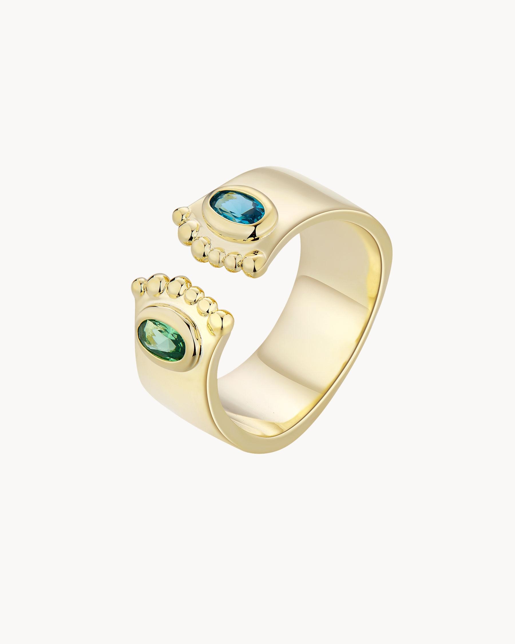 Imagen 0 de Anillo bulky nefertiti bañado en oro de 18kt Verde