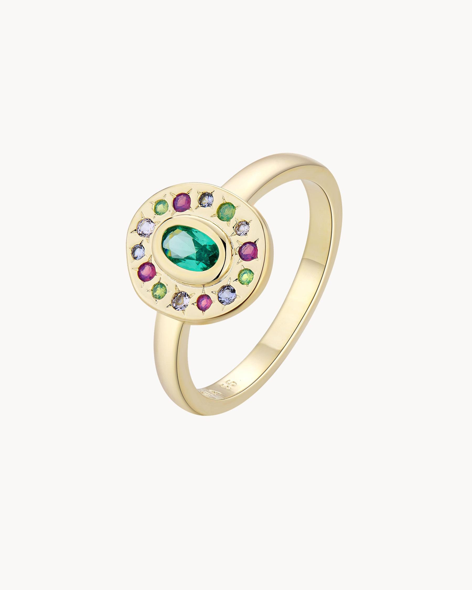 Imagen 0 de Anillo oval medium nefertiti bañado en oro de 18kt Multicolor