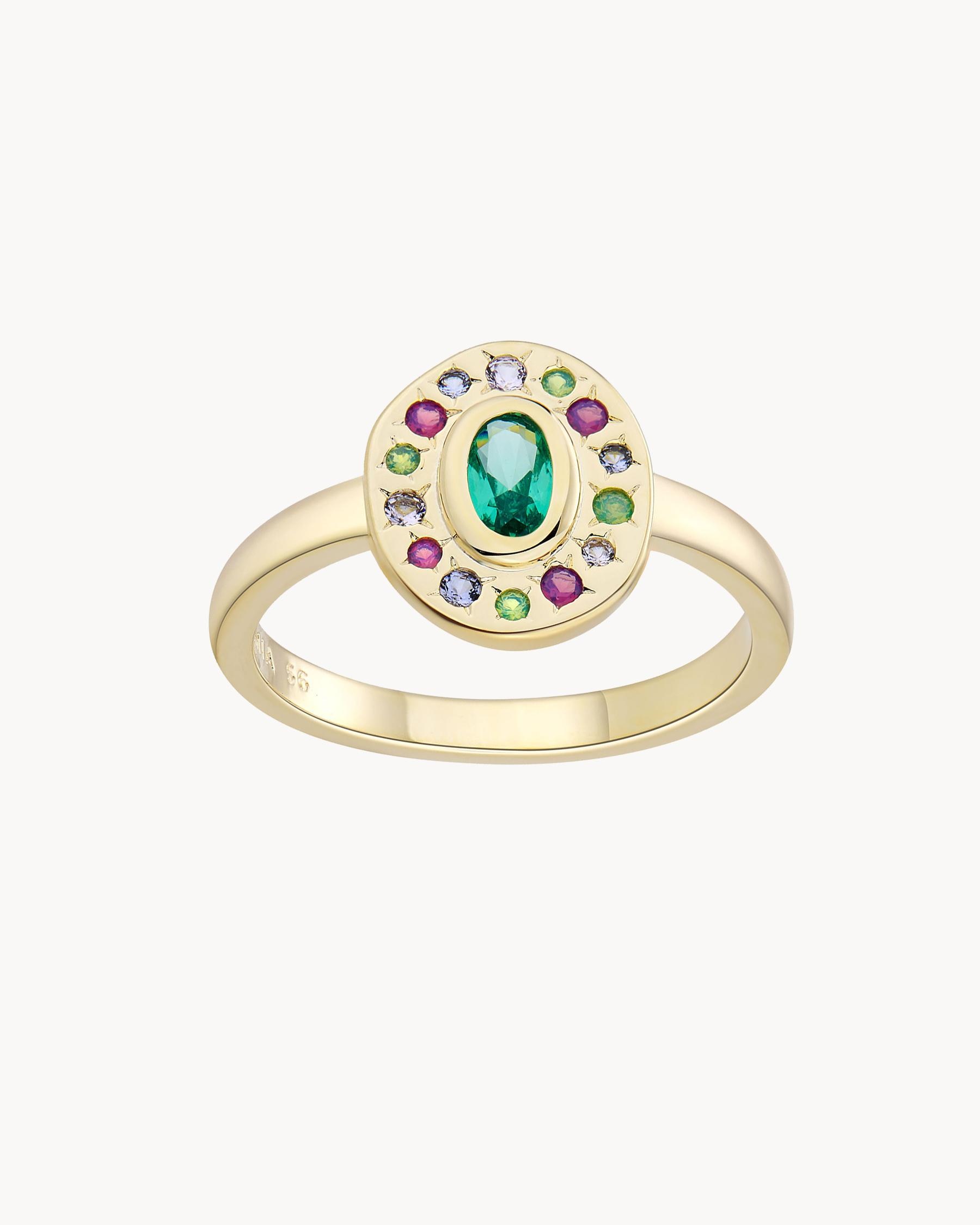 Anillo oval medium nefertiti bañado en oro de 18kt - Apodemia - Multicolor Multicolor-2