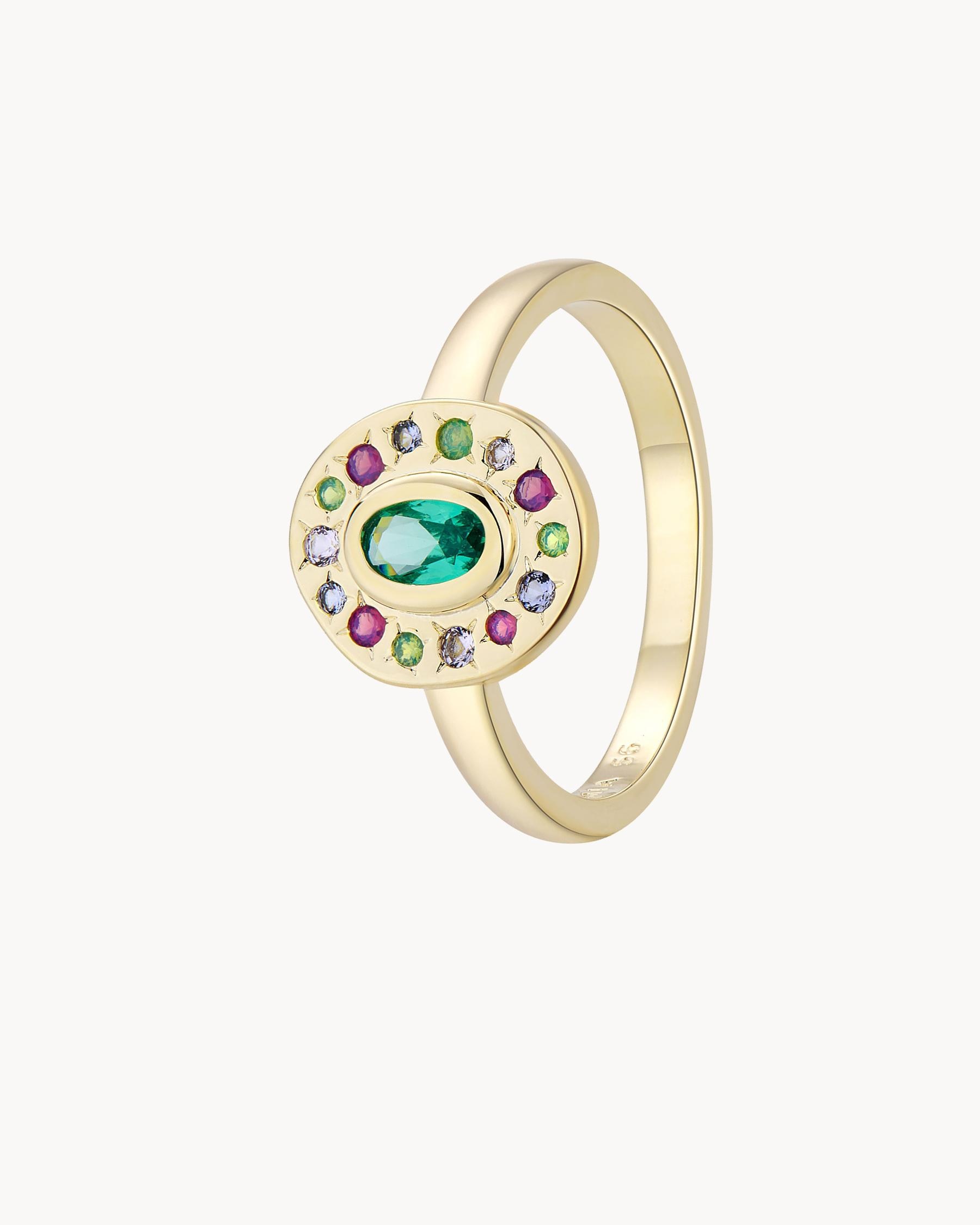 Anillo oval medium nefertiti bañado en oro de 18kt - Apodemia - Multicolor Multicolor-3