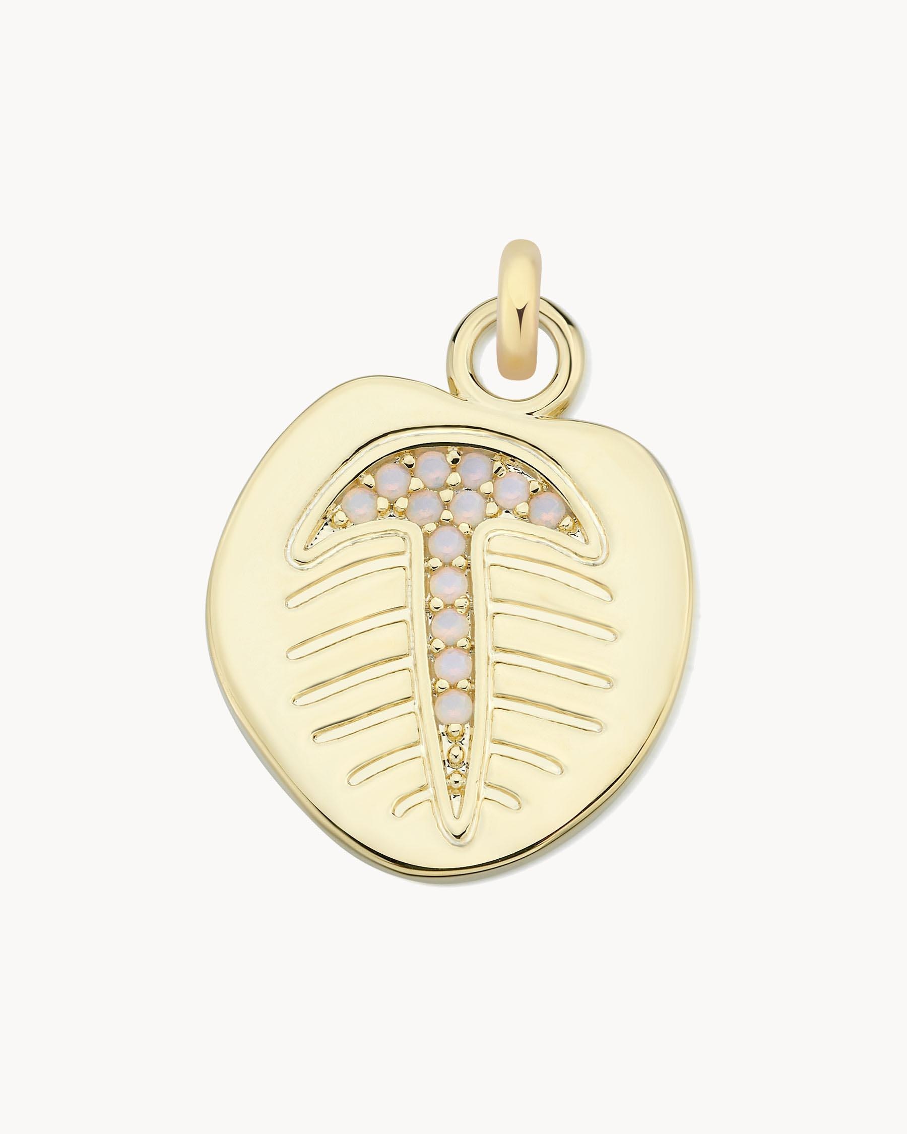 Charm redondo con detalle de fósil Blanco Apodemia Blanco-1