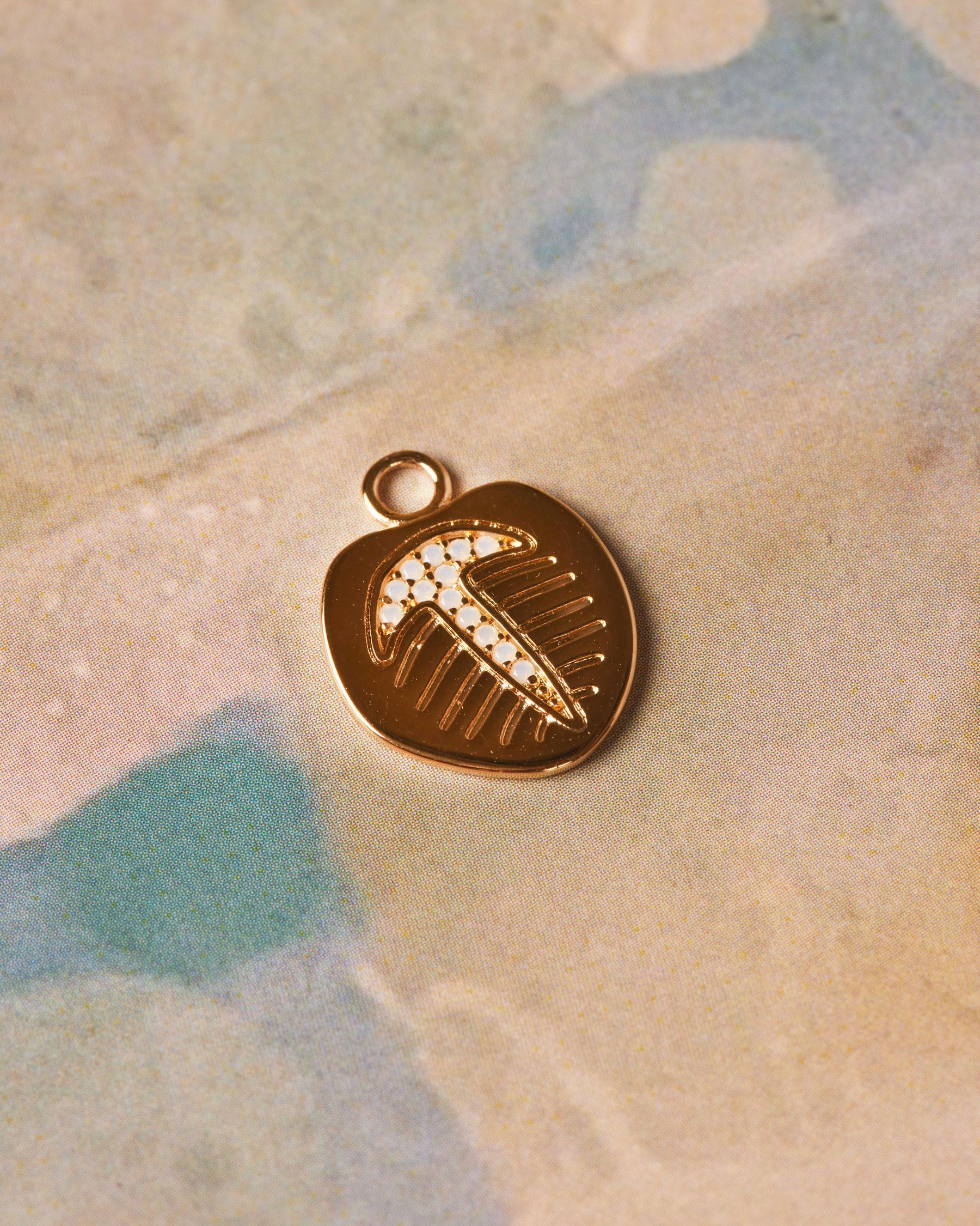 Charm redondo con detalle de fósil Blanco Apodemia Blanco-2