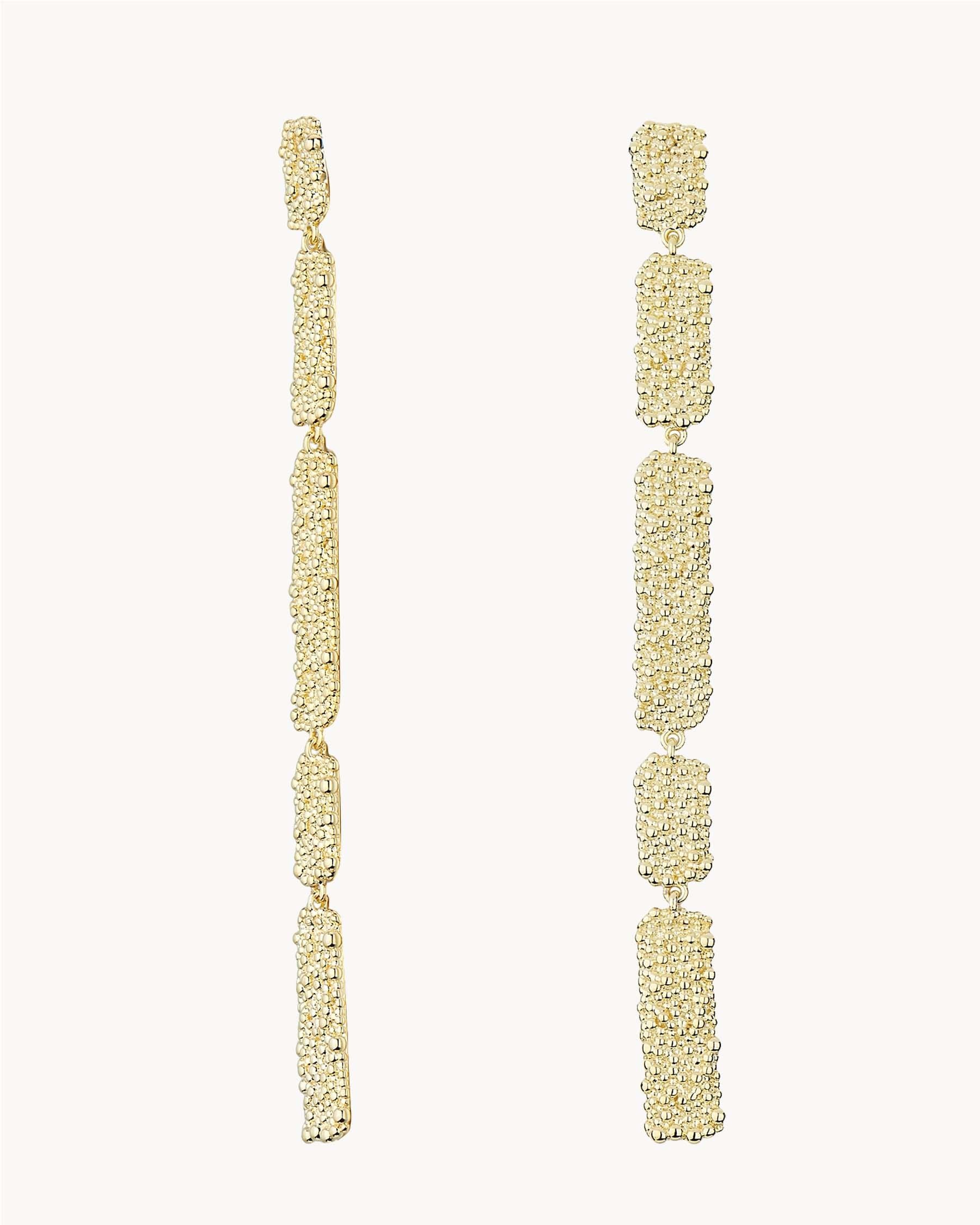 Pendientes largos con relieve de esferas - Apodemia - Oro Oro-1