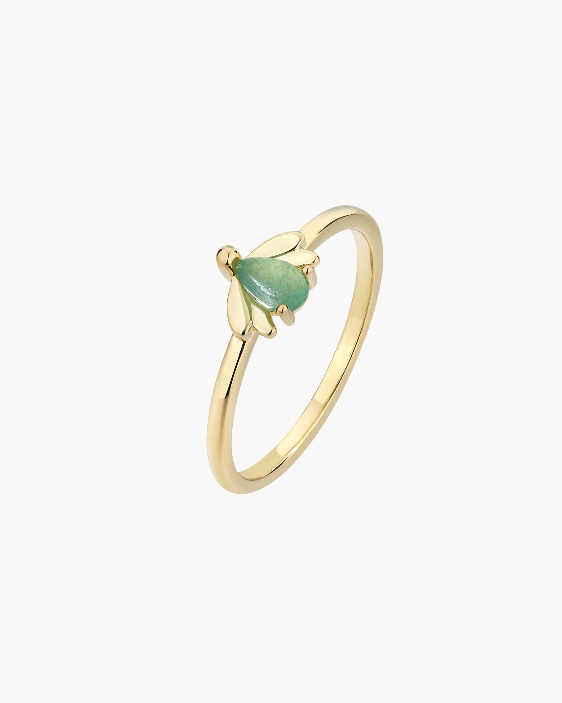 Imagen 0 de Anillo fino con detalle de luciérnaga en jade Verde