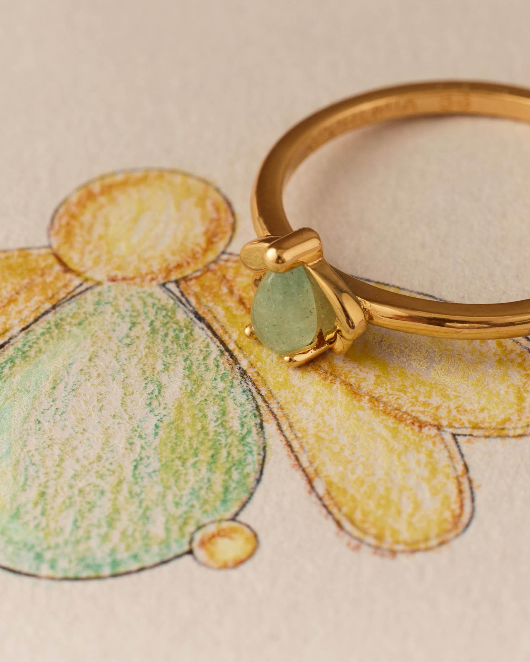 Anillo fino con detalle de luciérnaga en jade - Apodemia - Verde Verde-3