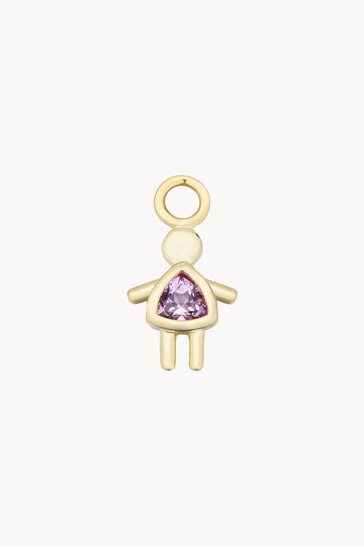 Charm en forma de niña con piedra Morado Apodemia Morado-1