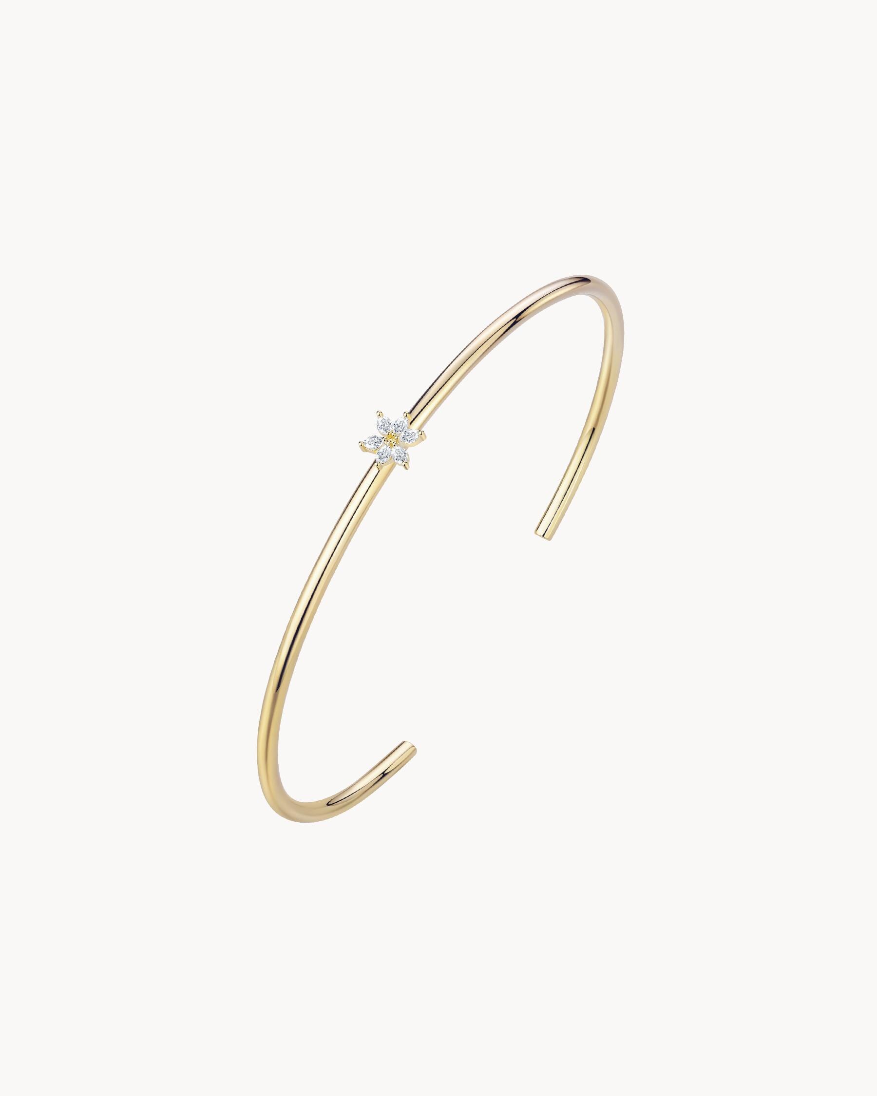Brazalete fino con piedra en forma de flor - Apodemia - Blanco Blanco-1