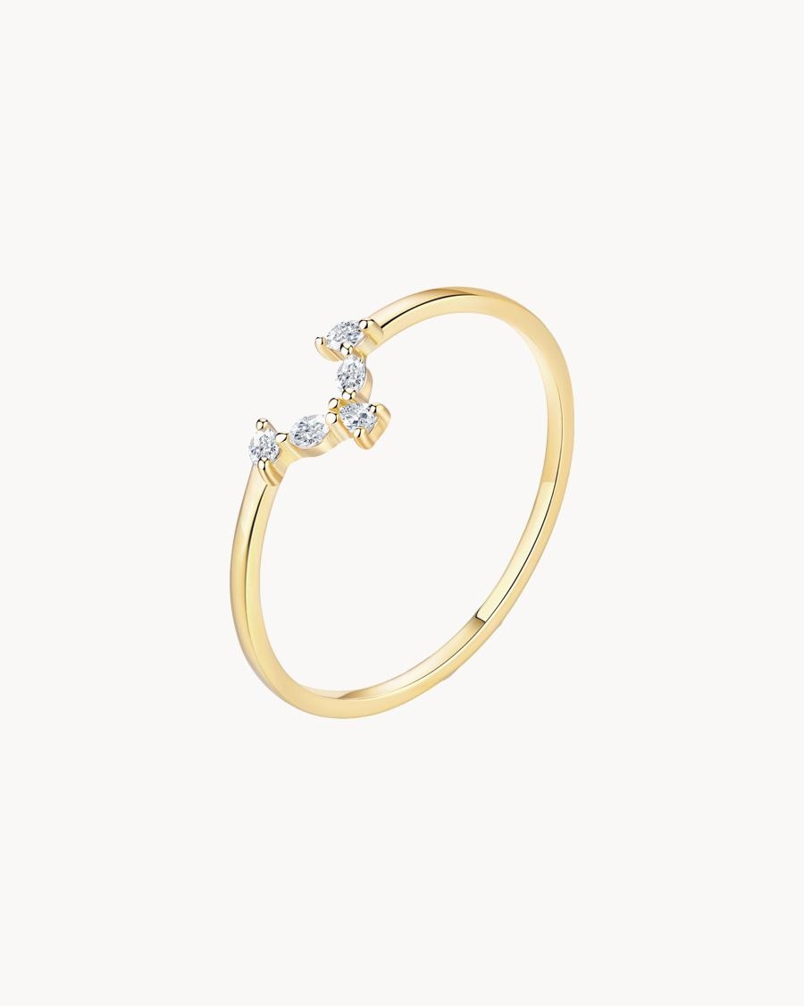 Anillo dorado con detalle de piedras brillantes - Apodemia - Blanco Blanco-1