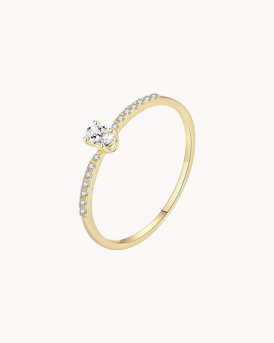 Anillo dorado con detalle de piedras brillantes - Apodemia - Blanco Blanco-1