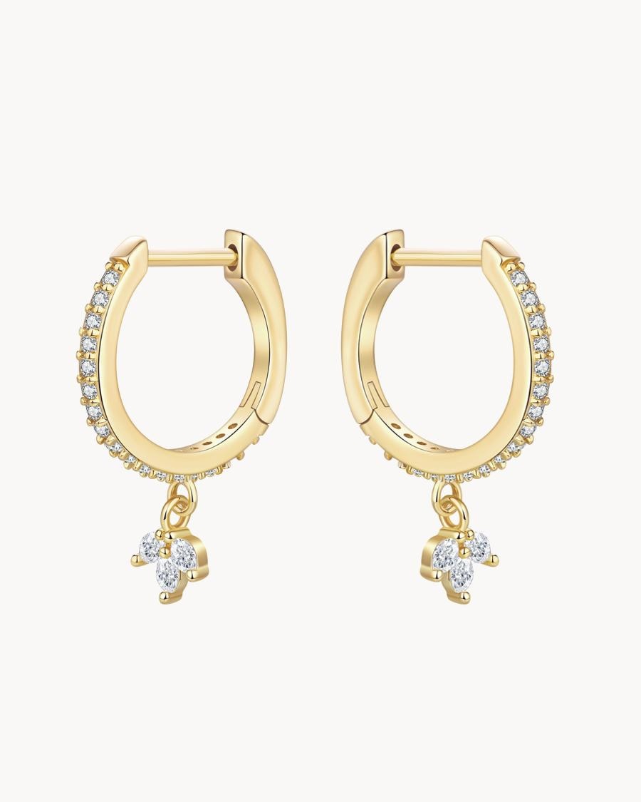 Pendientes de aro con flor de piedras colgante - Apodemia - Blanco Blanco-1