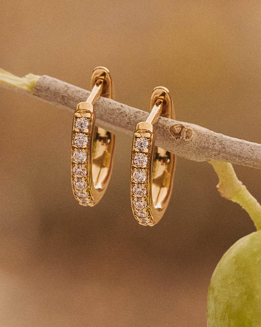 Pendientes de aro mini con pedrería - Apodemia - Blanco Blanco-2
