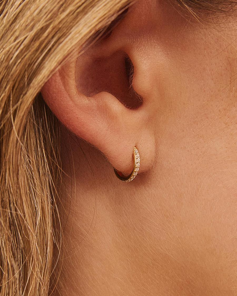 Pendientes de aro mini con pedrería - Apodemia - Blanco Blanco-3
