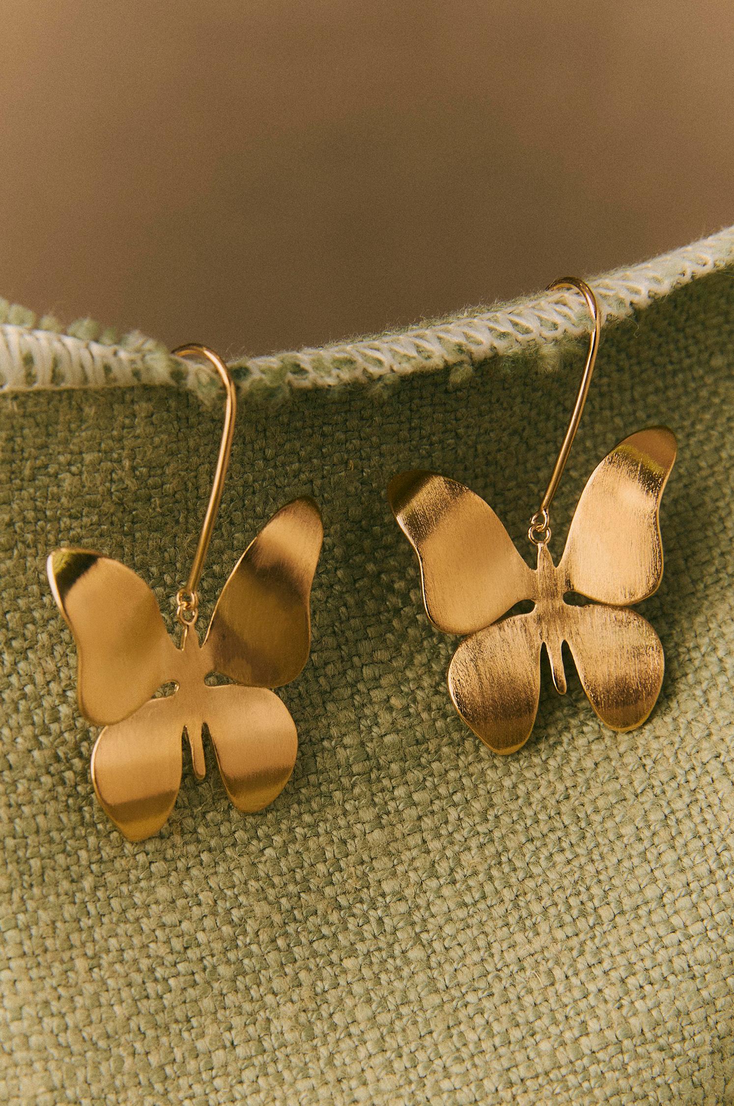 Pendientes en forma de mariposa bañados en oro - Apodemia - Dorado Dorado-2