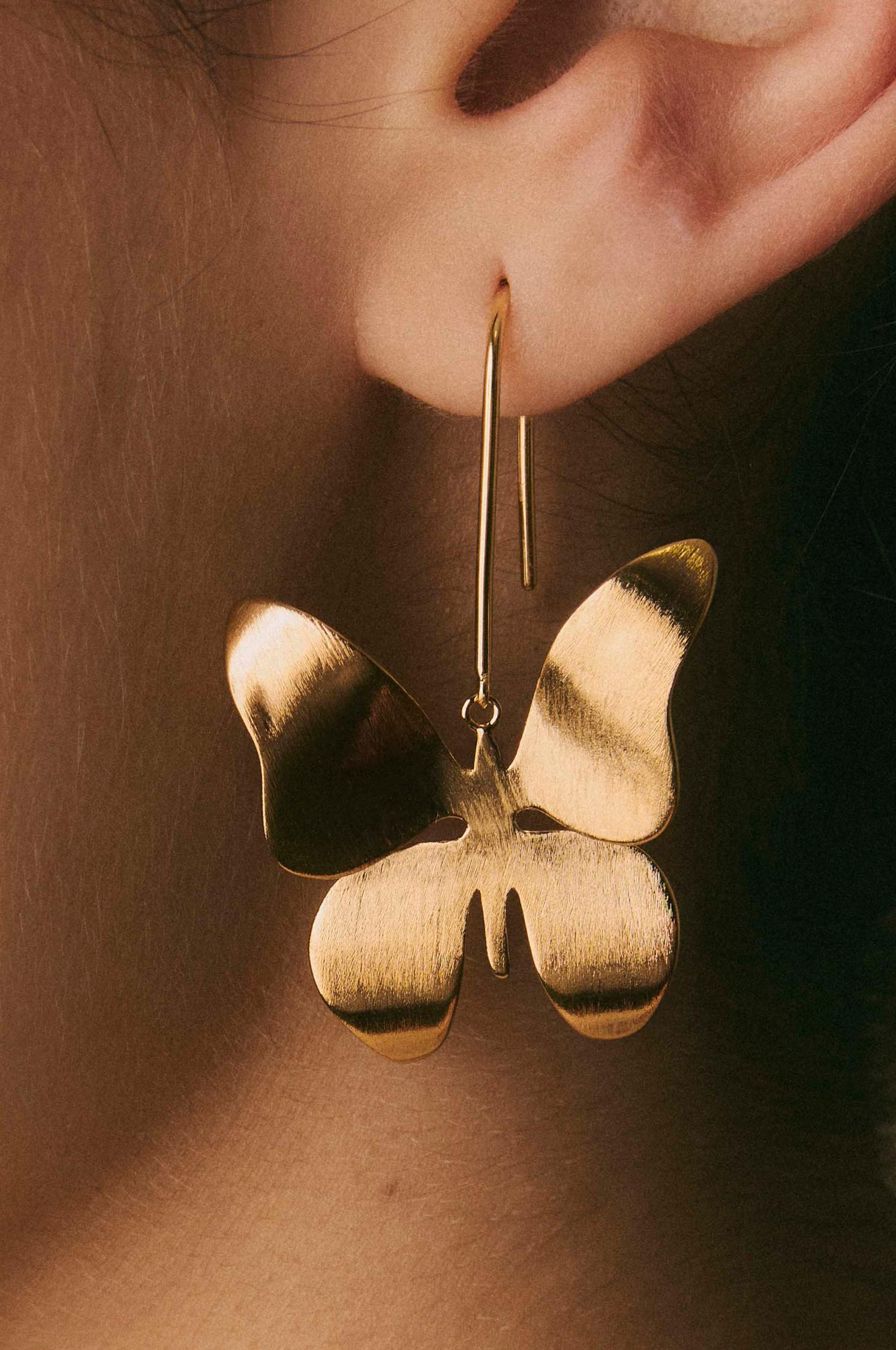 Pendientes en forma de mariposa bañados en oro - Apodemia - Dorado Dorado-3