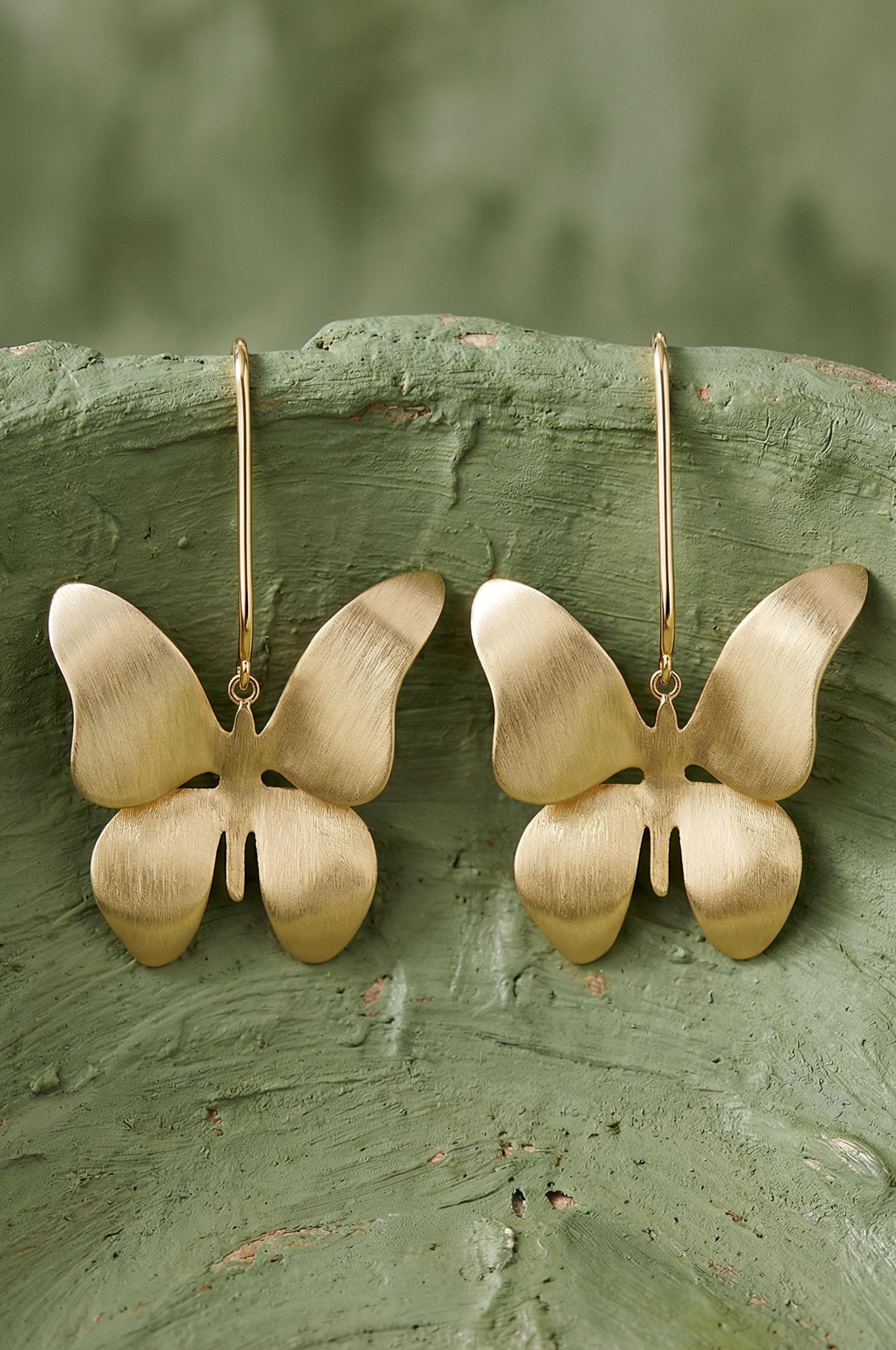 Pendientes en forma de mariposa bañados en oro - Apodemia - Dorado Dorado-4