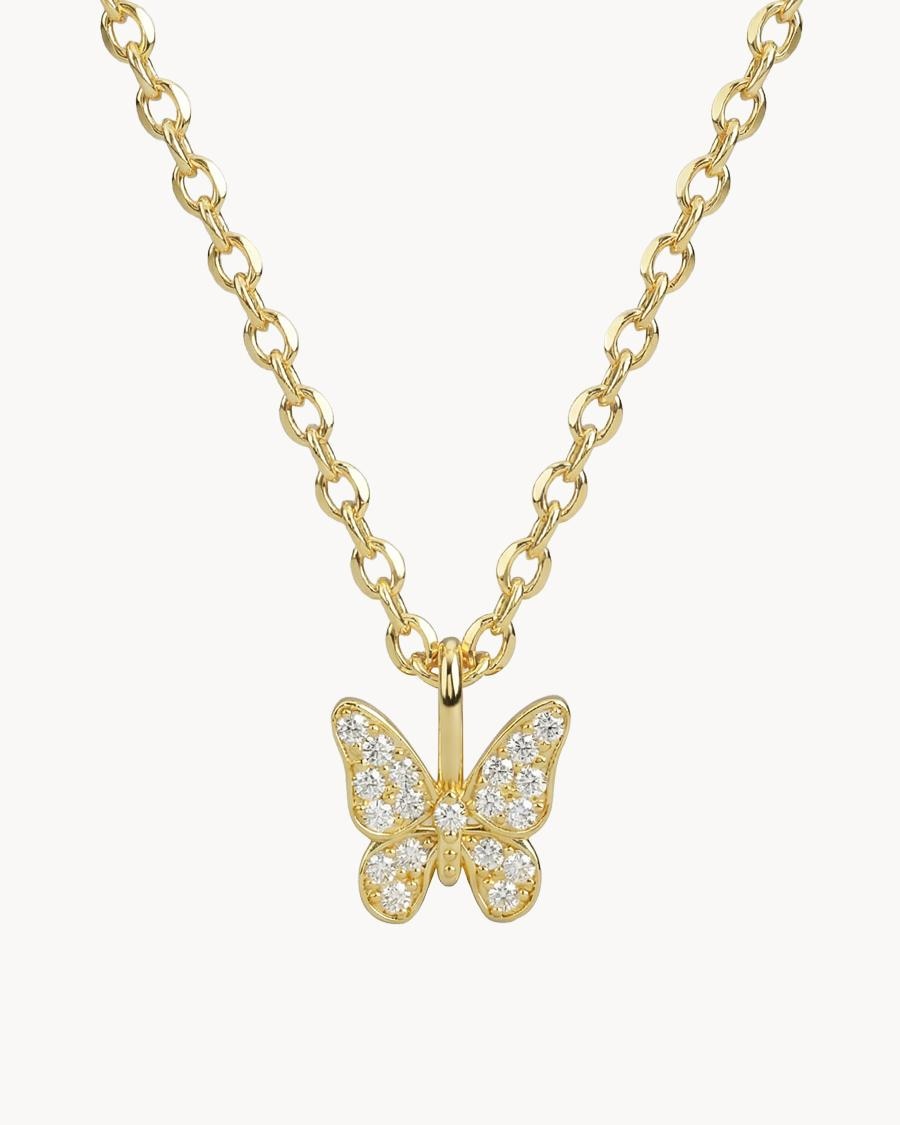 Imagen 0 de Cadena con colgante de mariposa en pedrería