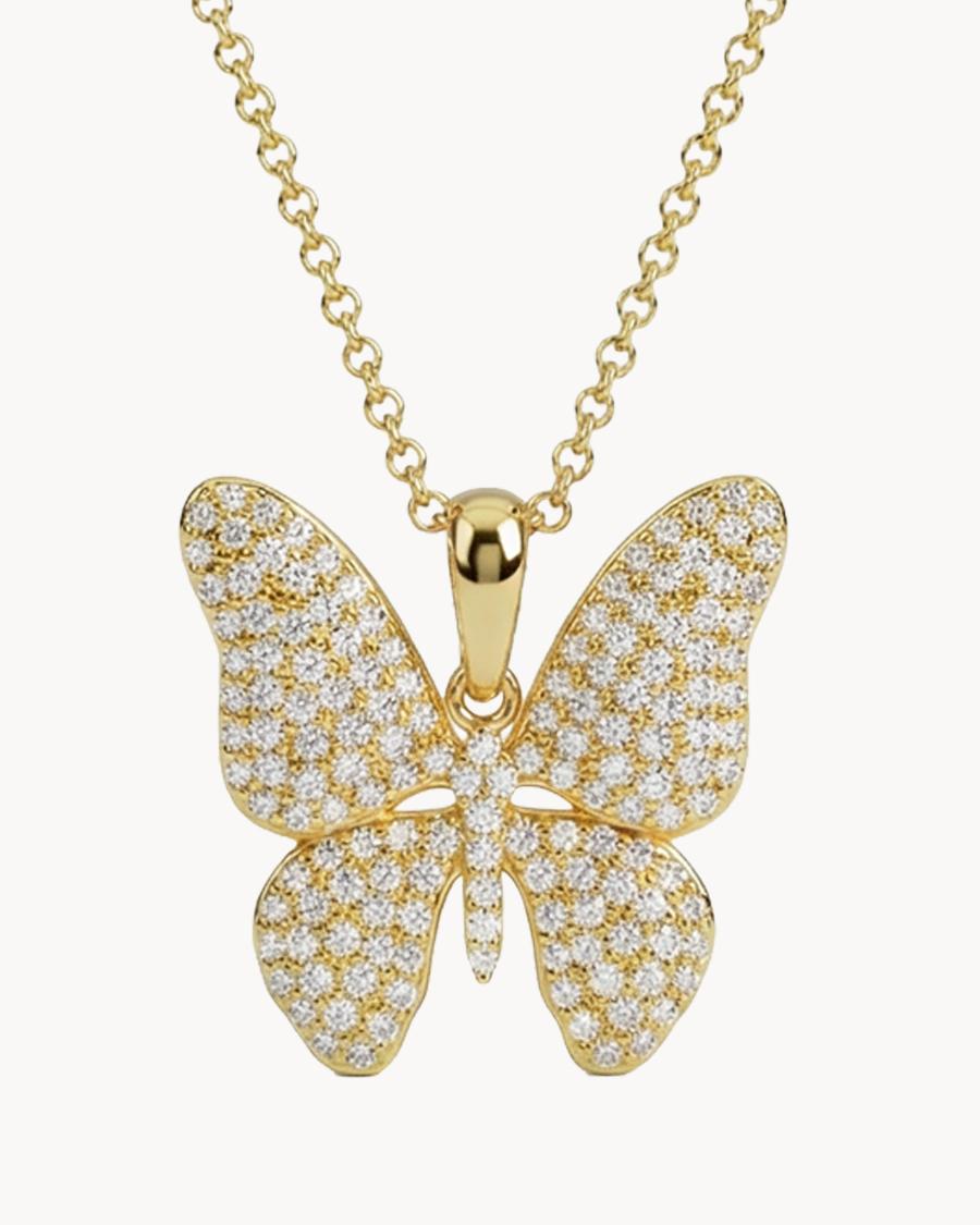 Imagen 0 de Cadena con colgante con mariposa en pedrería