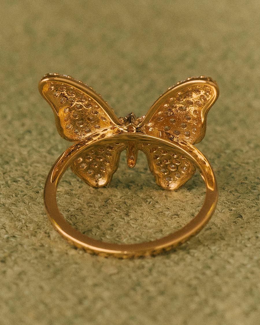 Anillo con mariposa en pedrería - Apodemia - Blanco Blanco-5