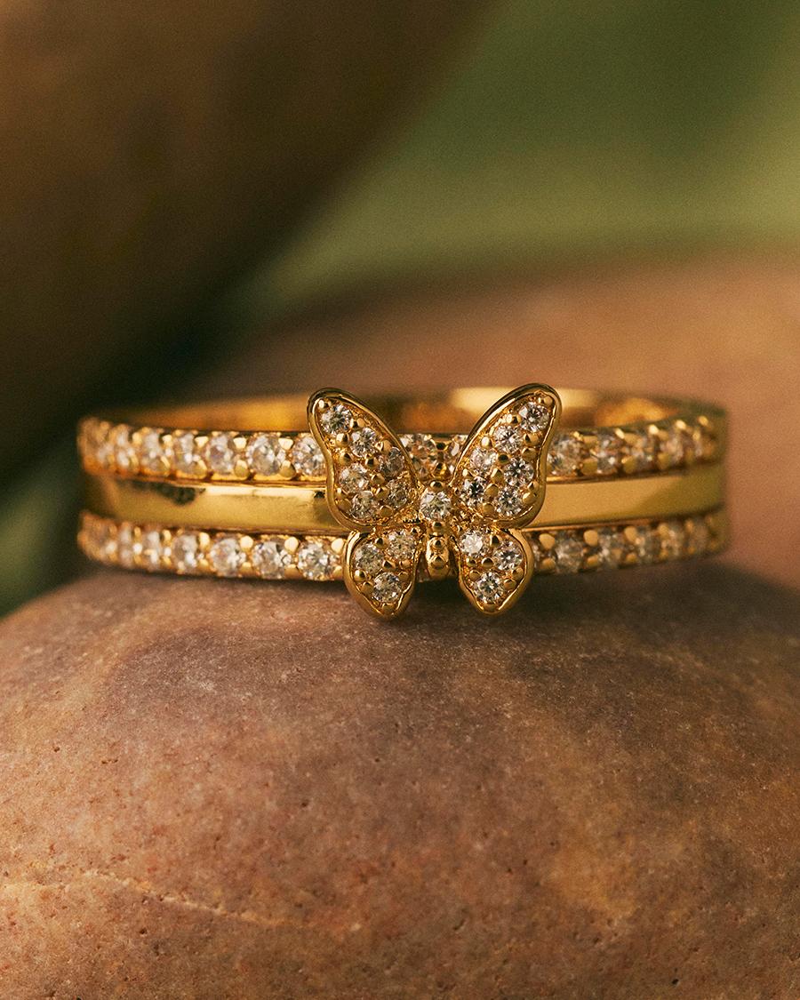 Anillo con mariposa en pedrería - Apodemia - Blanco Blanco-2
