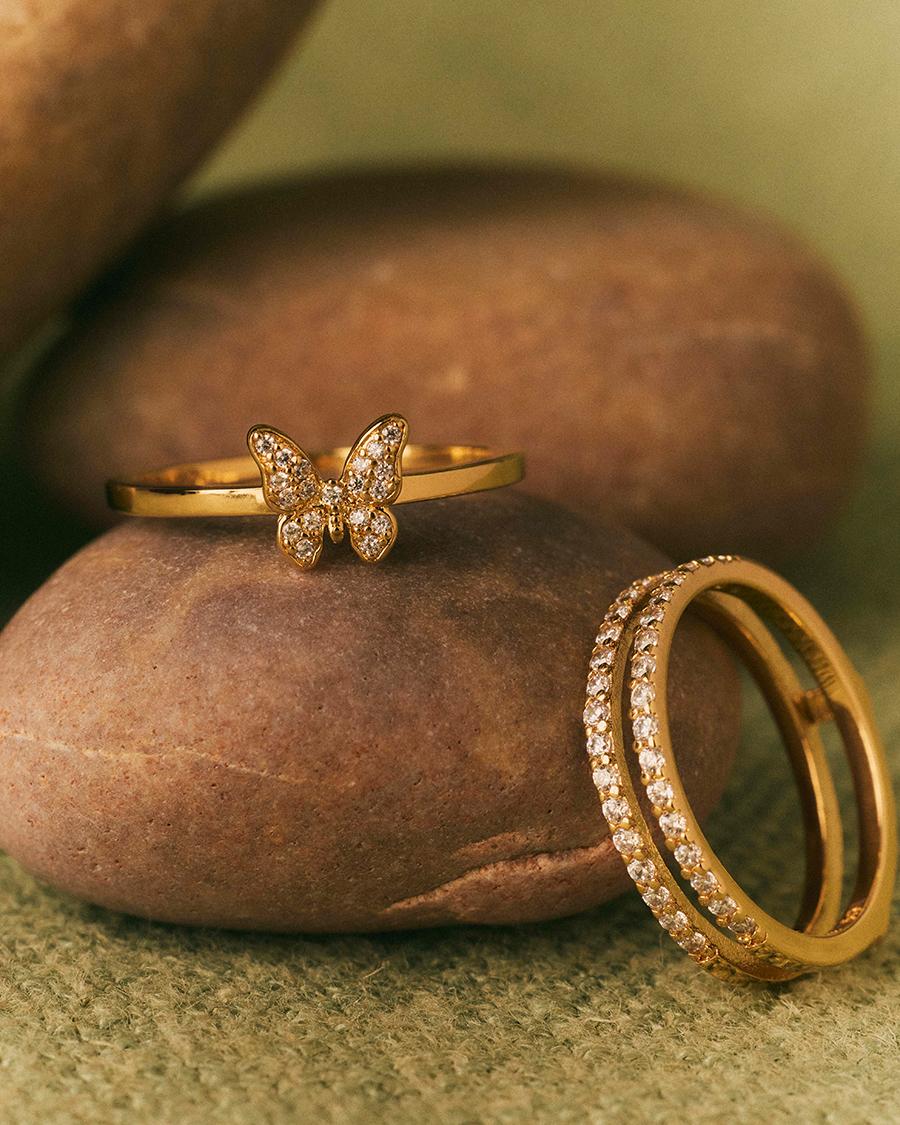 Anillo con mariposa en pedrería - Apodemia - Blanco Blanco-8