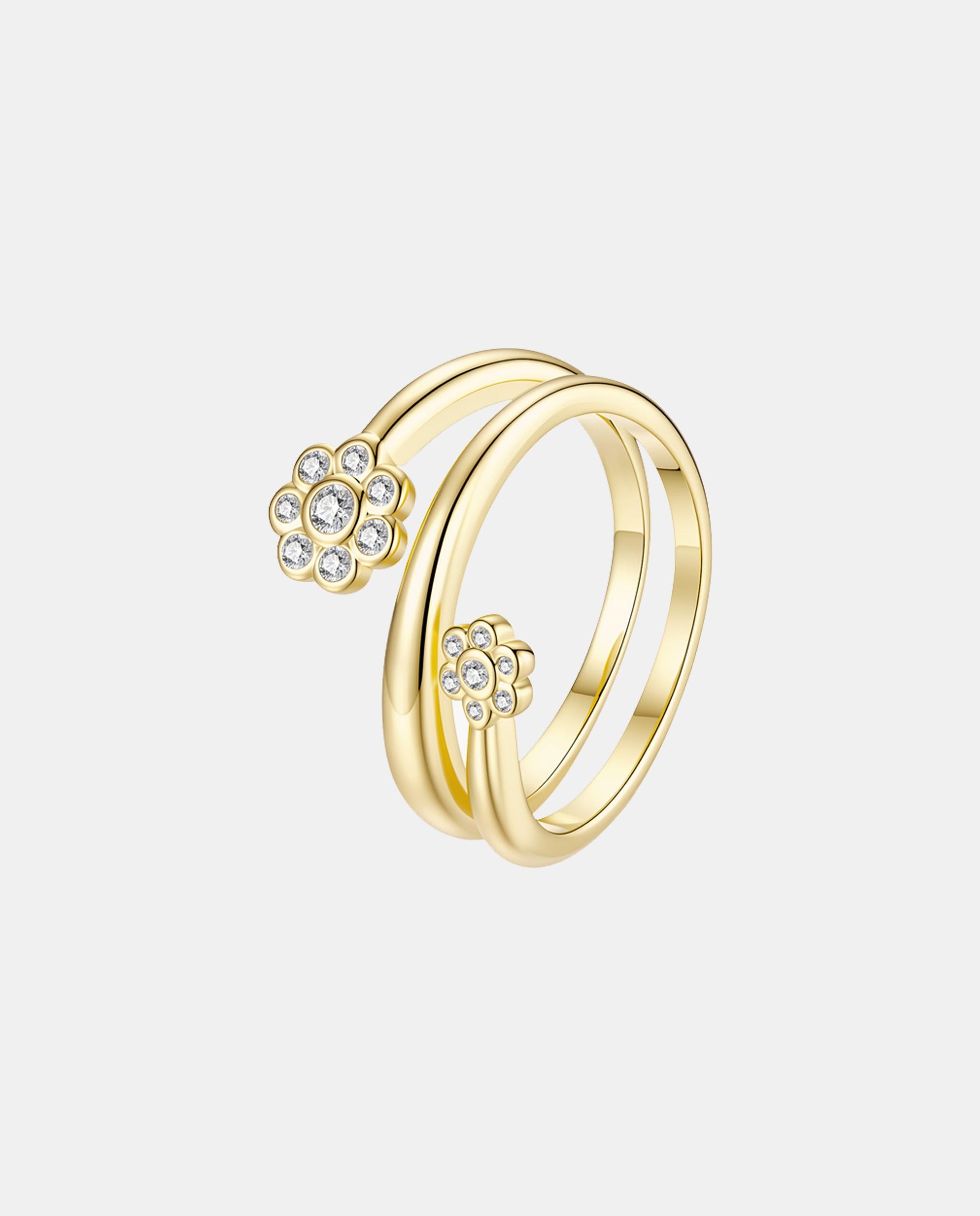 Imagen 0 de Anillo triple pétalo bañado en oro 18k Blanco