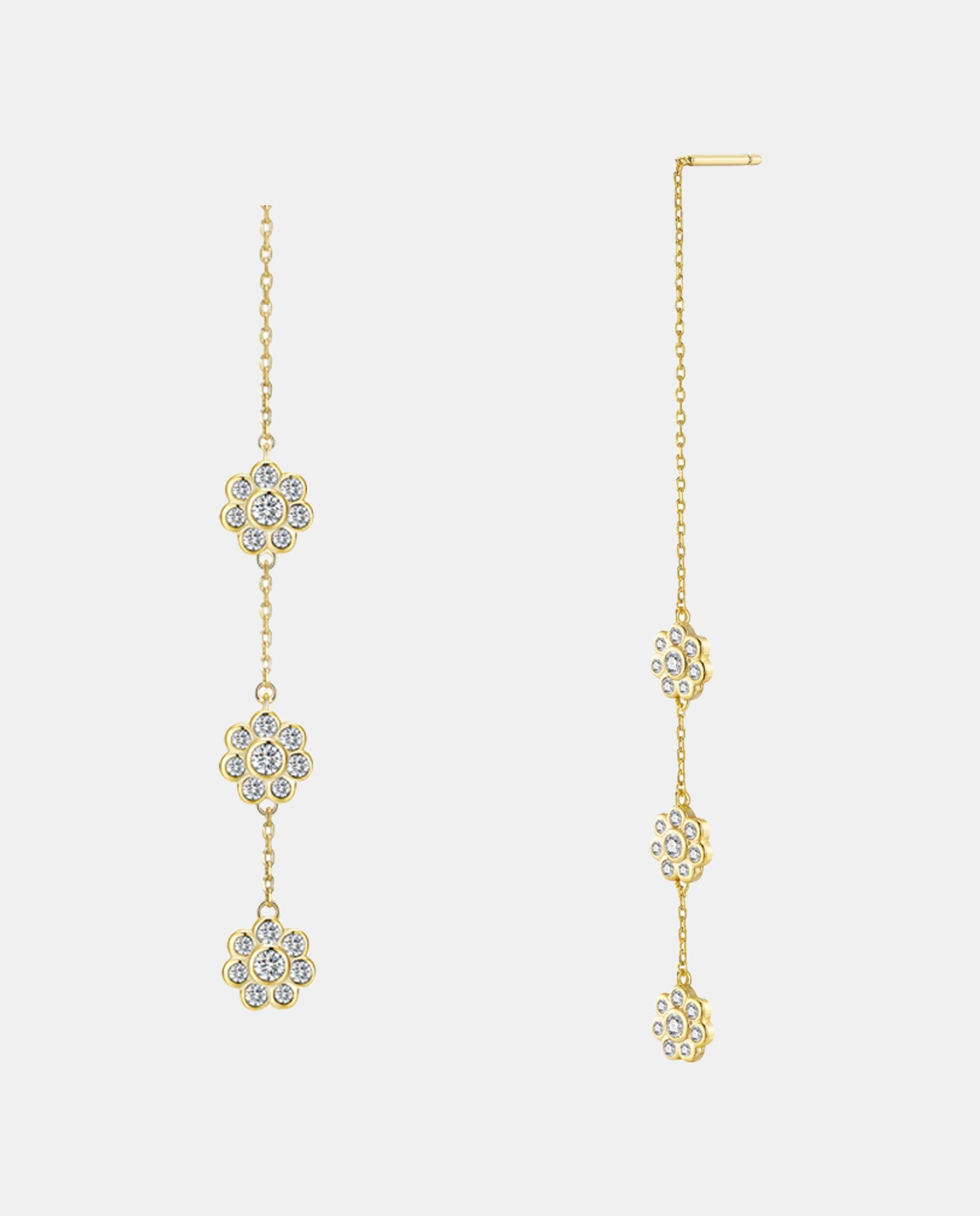 Imagen 0 de Pendientes largos pétalo bañados en oro 18k Blanco