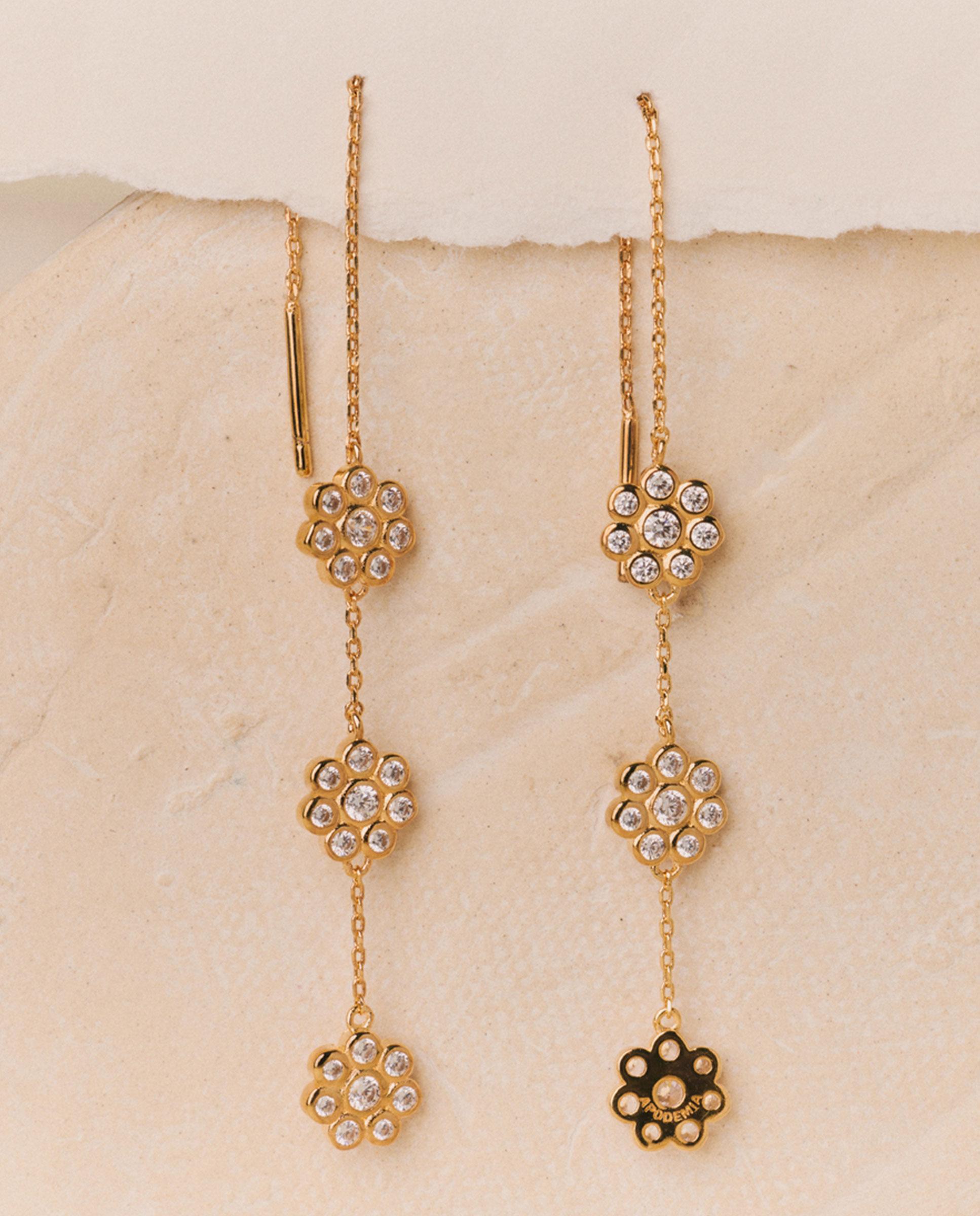 Pendientes largos pétalo bañados en oro 18k - Apodemia - Blanco Blanco-2
