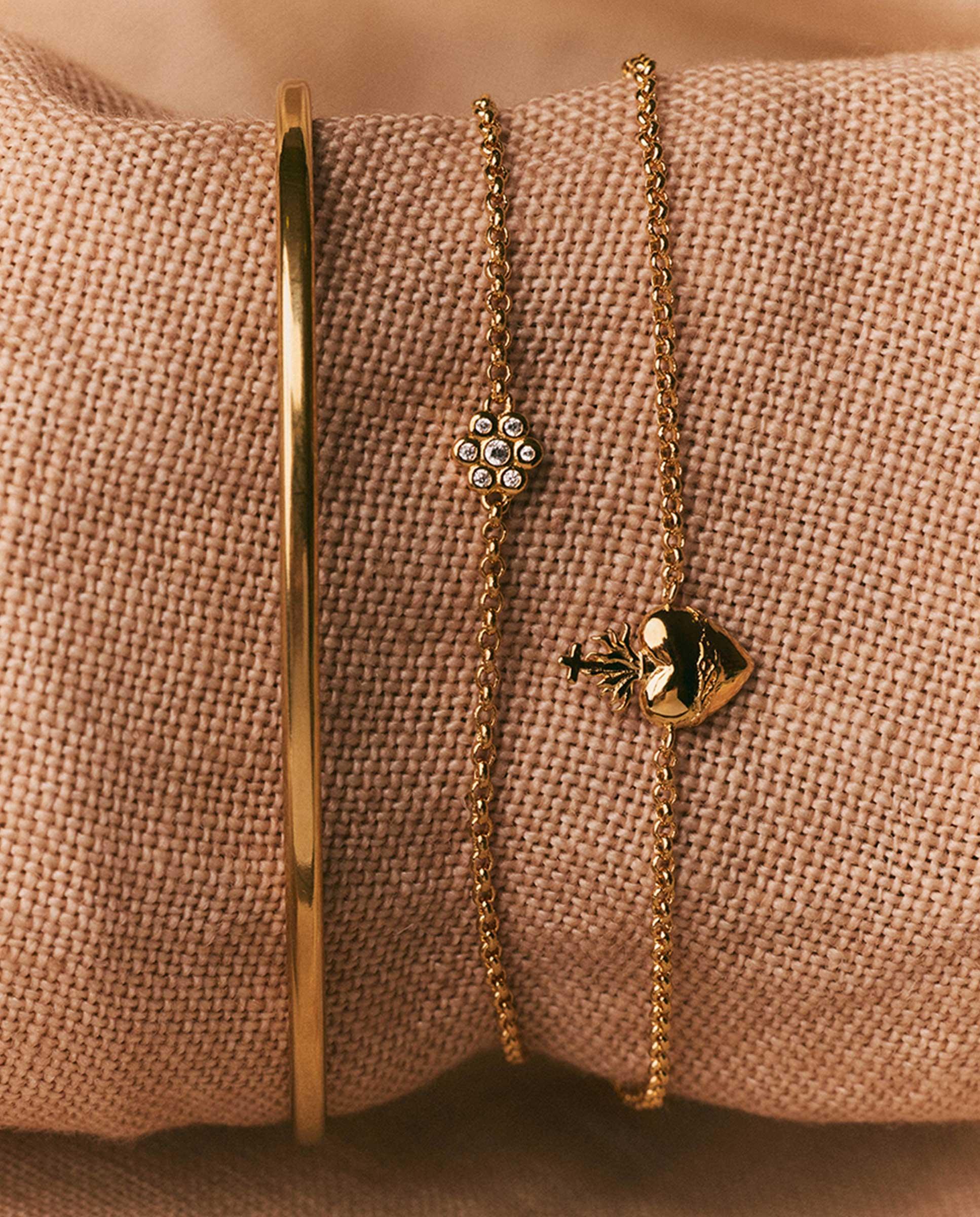 Imagen 3 de Pulsera de cadena pétalo bañada en oro 18k - Apodemia - Blanco Blanco