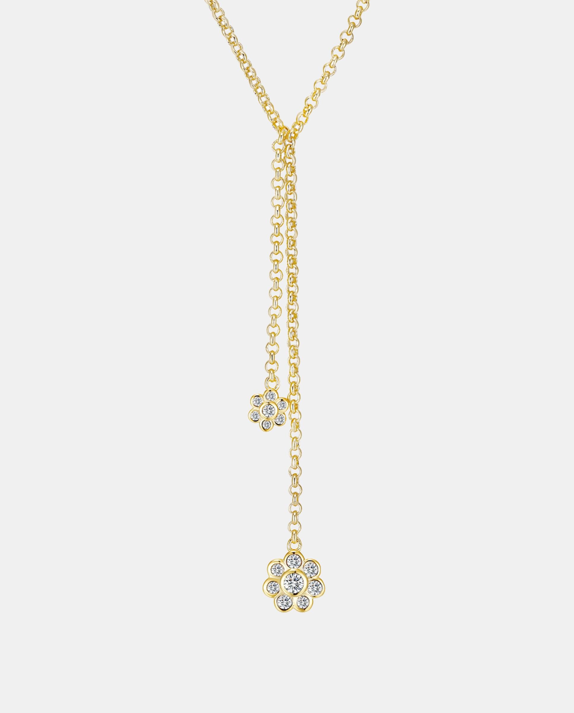 Imagen 0 de Collar drop doble pétalo bañado en oro 18k Blanco