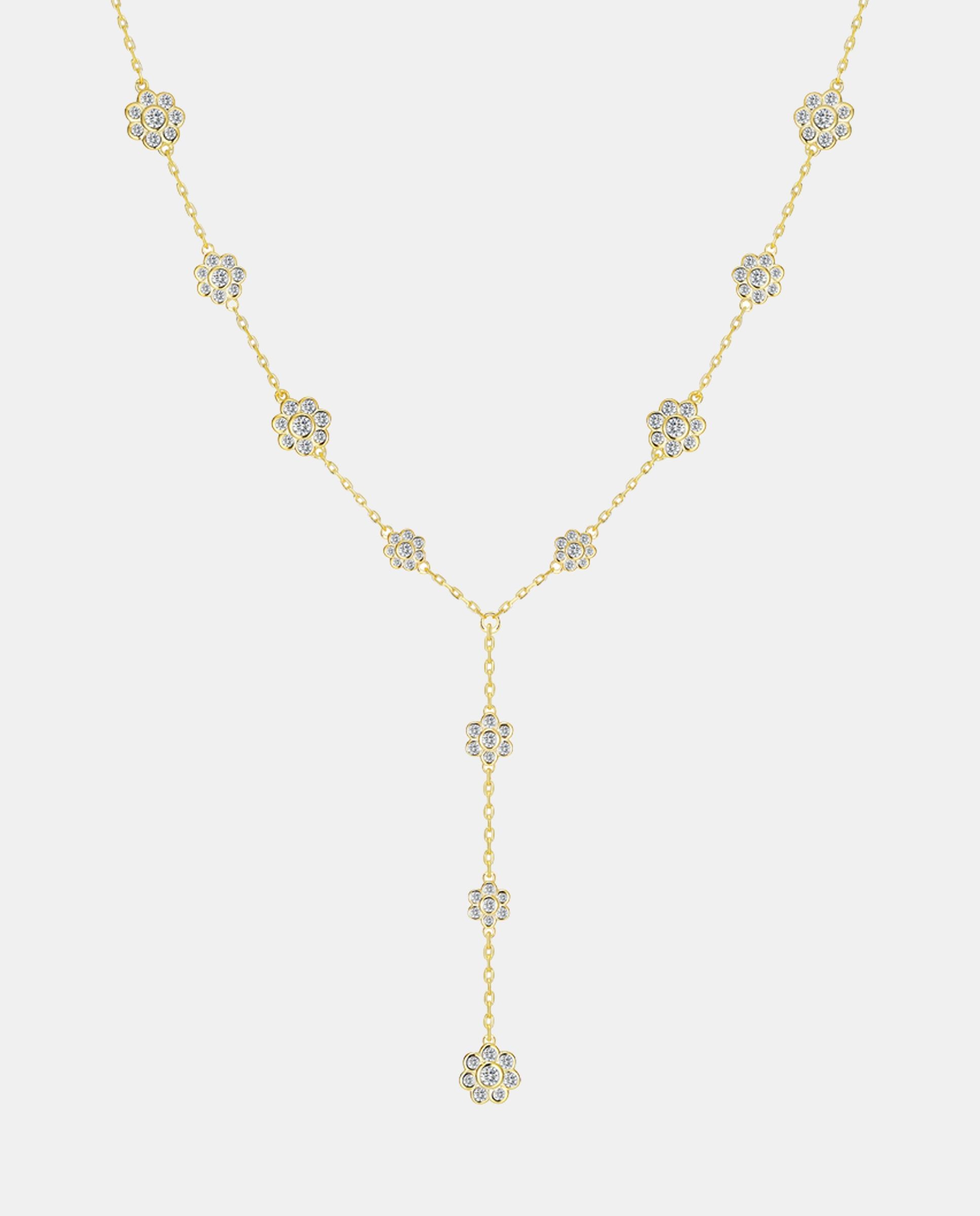 Imagen 0 de Collar drop pétalo bañado en oro 18k Blanco