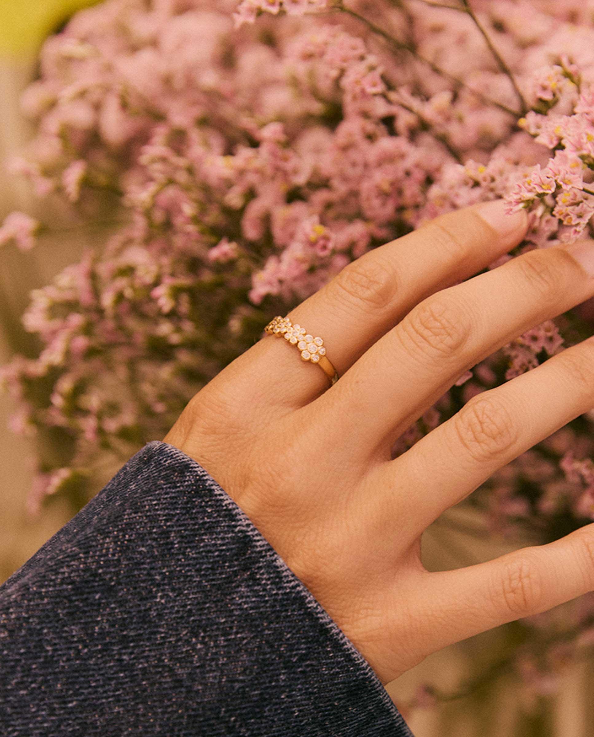 Anillo pétalo bañado en oro 18k - Apodemia - Blanco Blanco-4