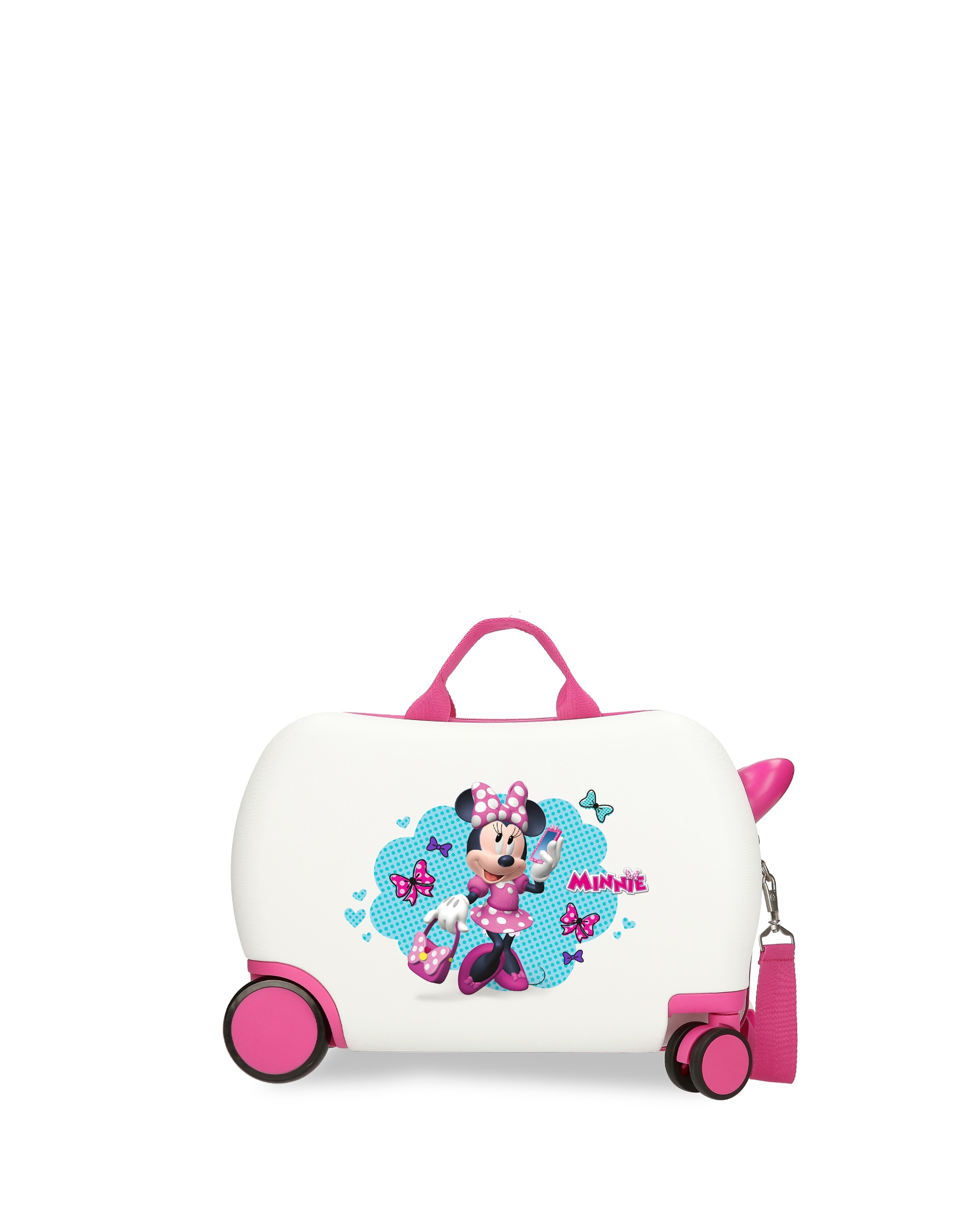 Disney - Maleta infantil 2 ruedas multidireccionales Minnie Good moods con capacidad de 24L en blanco.