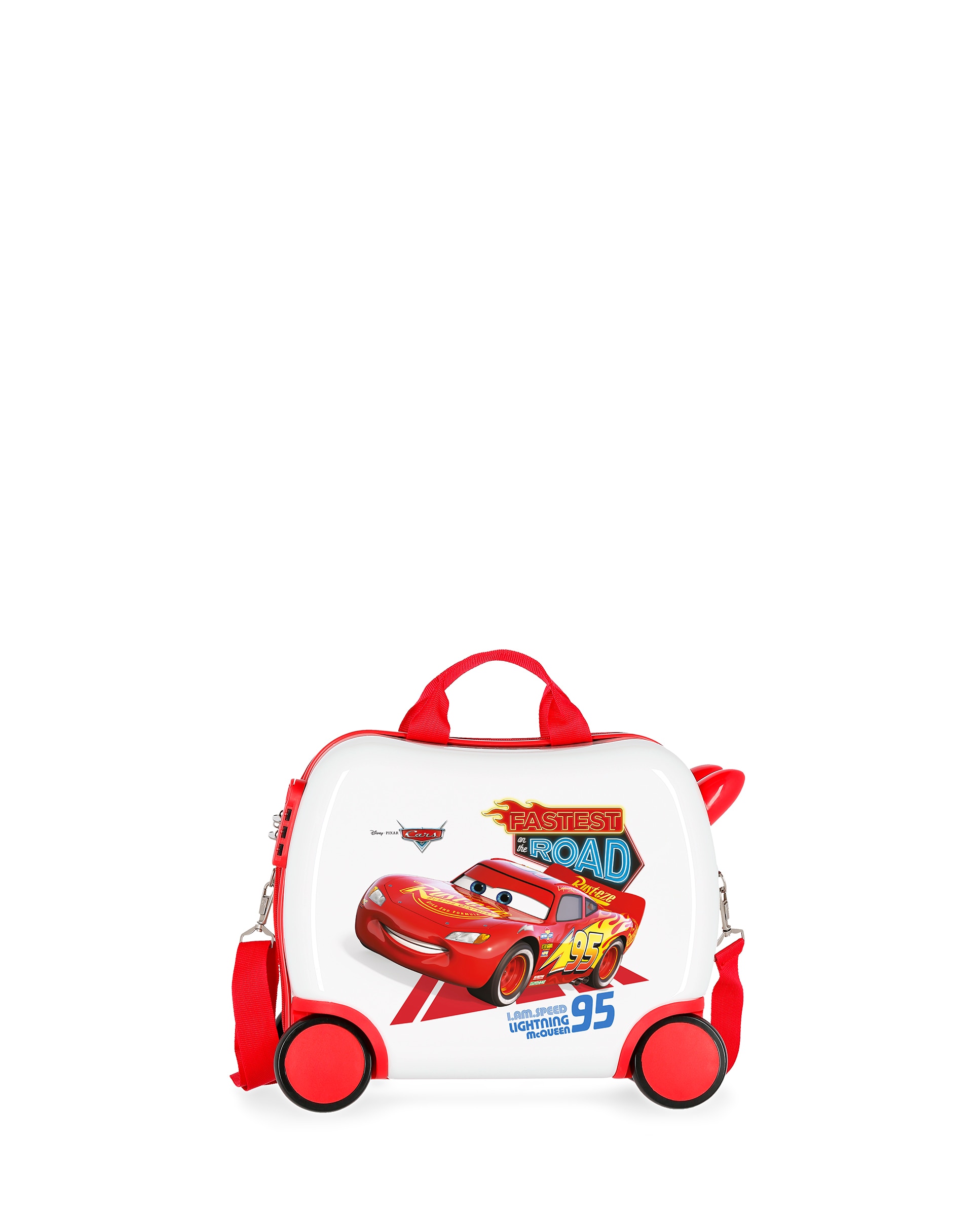 Disney - Maleta infantil 2 ruedas multidireccionales Cars Good moods con capacidad de 24L en blanco.