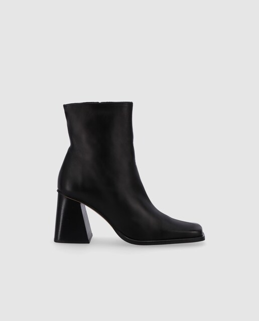 Imagen 0 de Botines de mujer de piel con tacón bloque con punta cuadrada