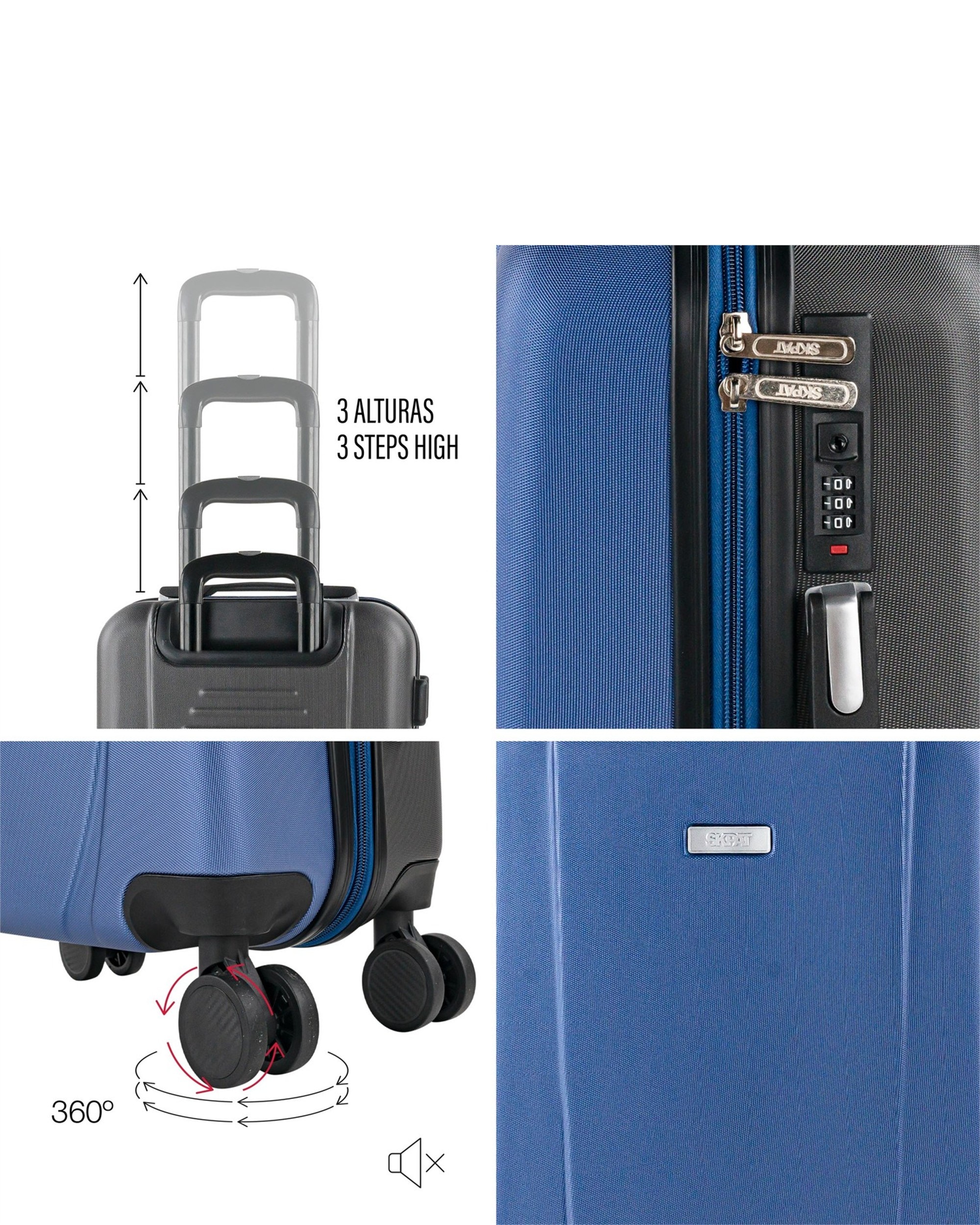 Maletas de Viaje Cabina Tiber rígida con capacidad de 40 L - SKPAT - Azul marino Azul marino-3