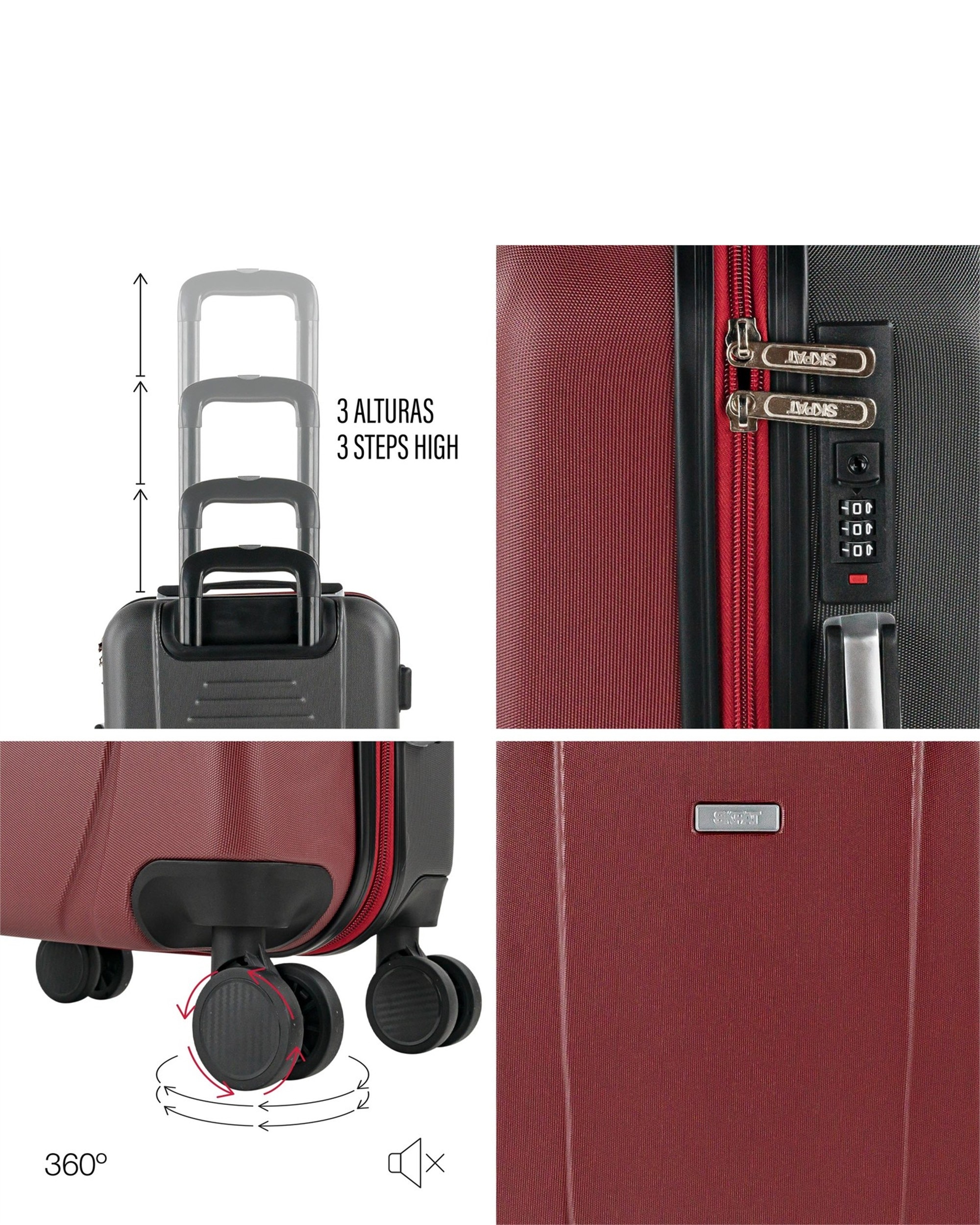 Maleta cabina tiber rígida con capacidad 40 l - SKPAT - Rojo Rojo-3